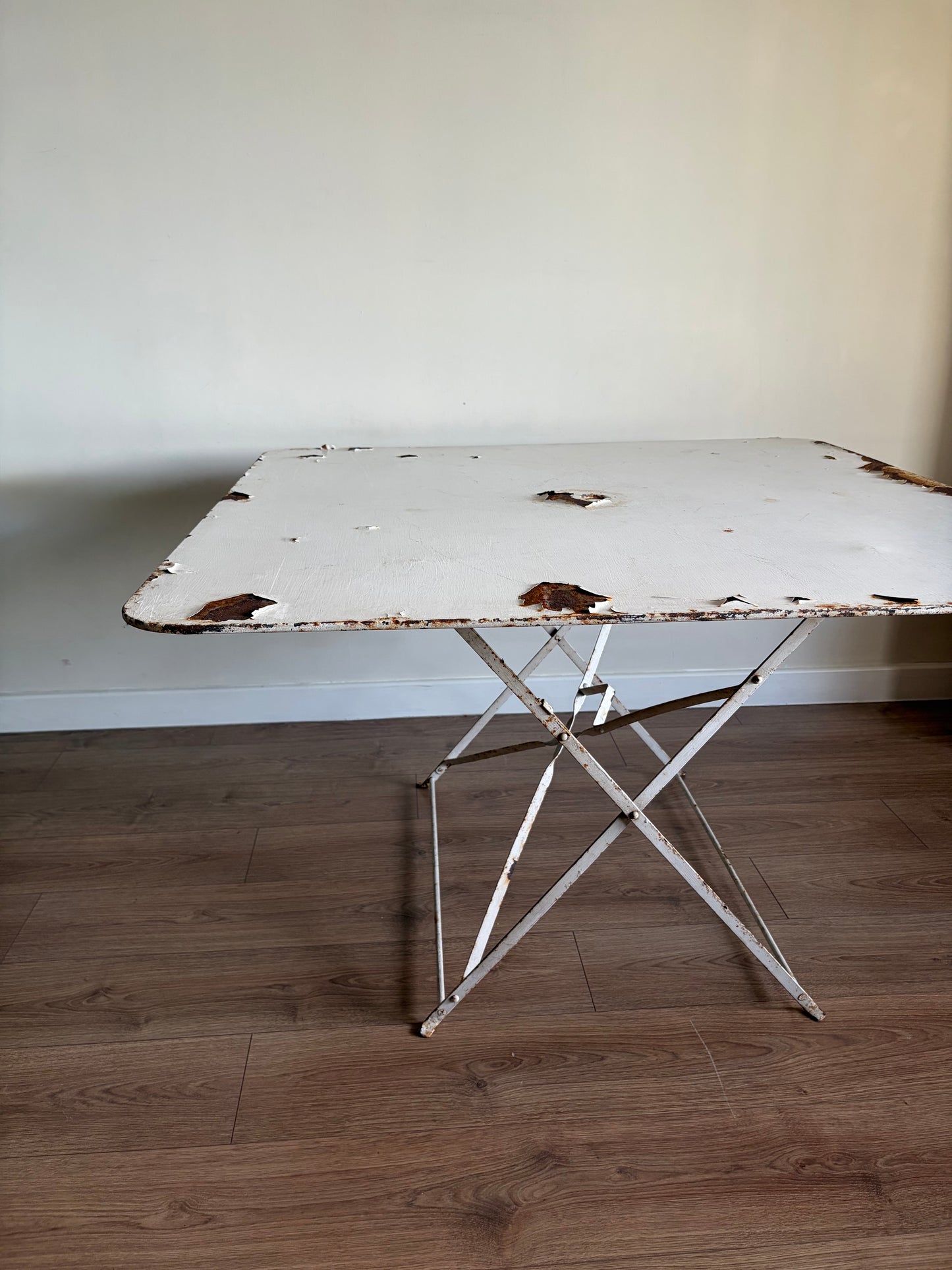 Vintage Folding French Metal Garden Table White - Good Condition