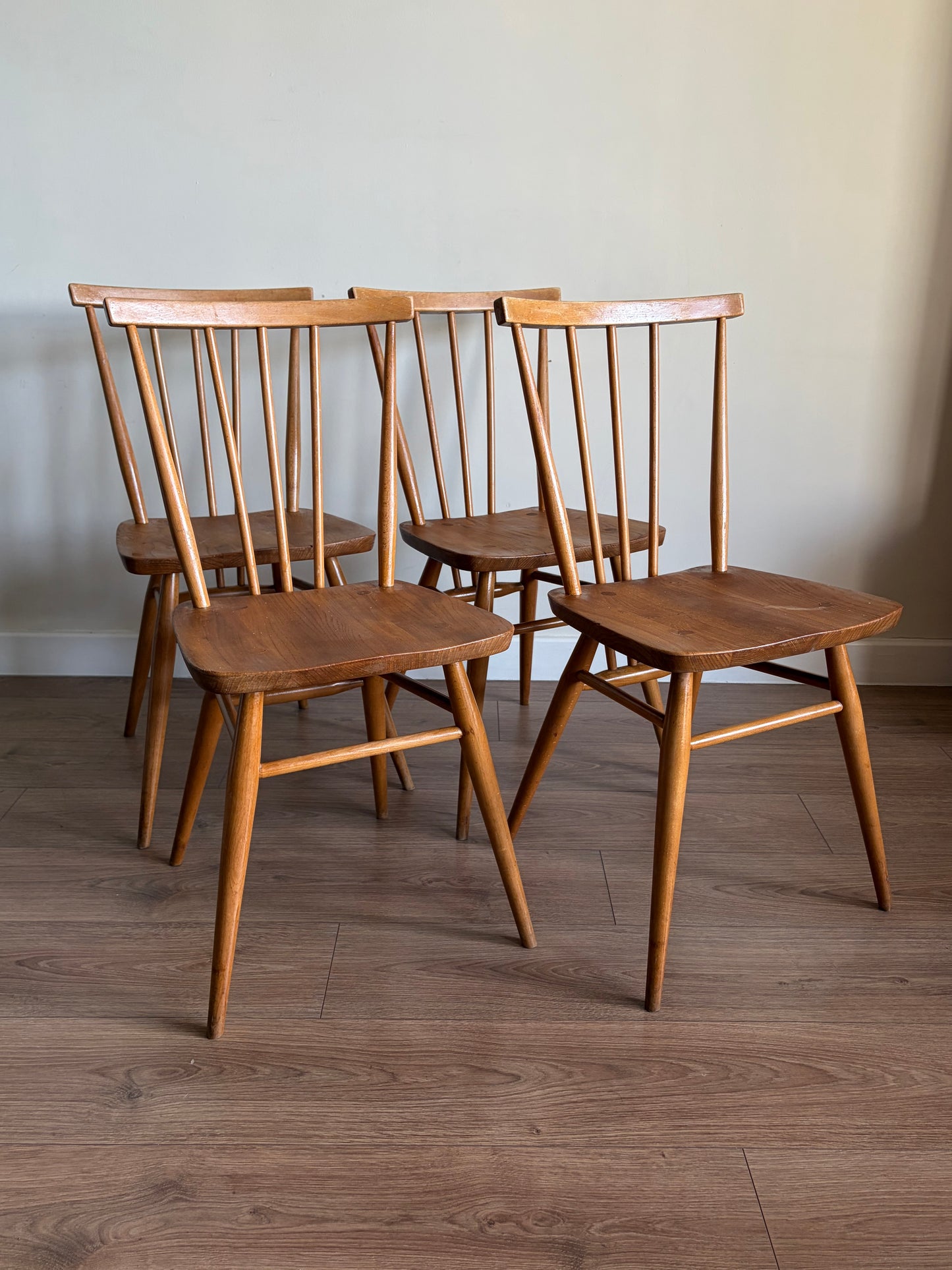 Four Ercol 391 Dining Chairs Mid-Century Modern Refurbished - Very Good Condition