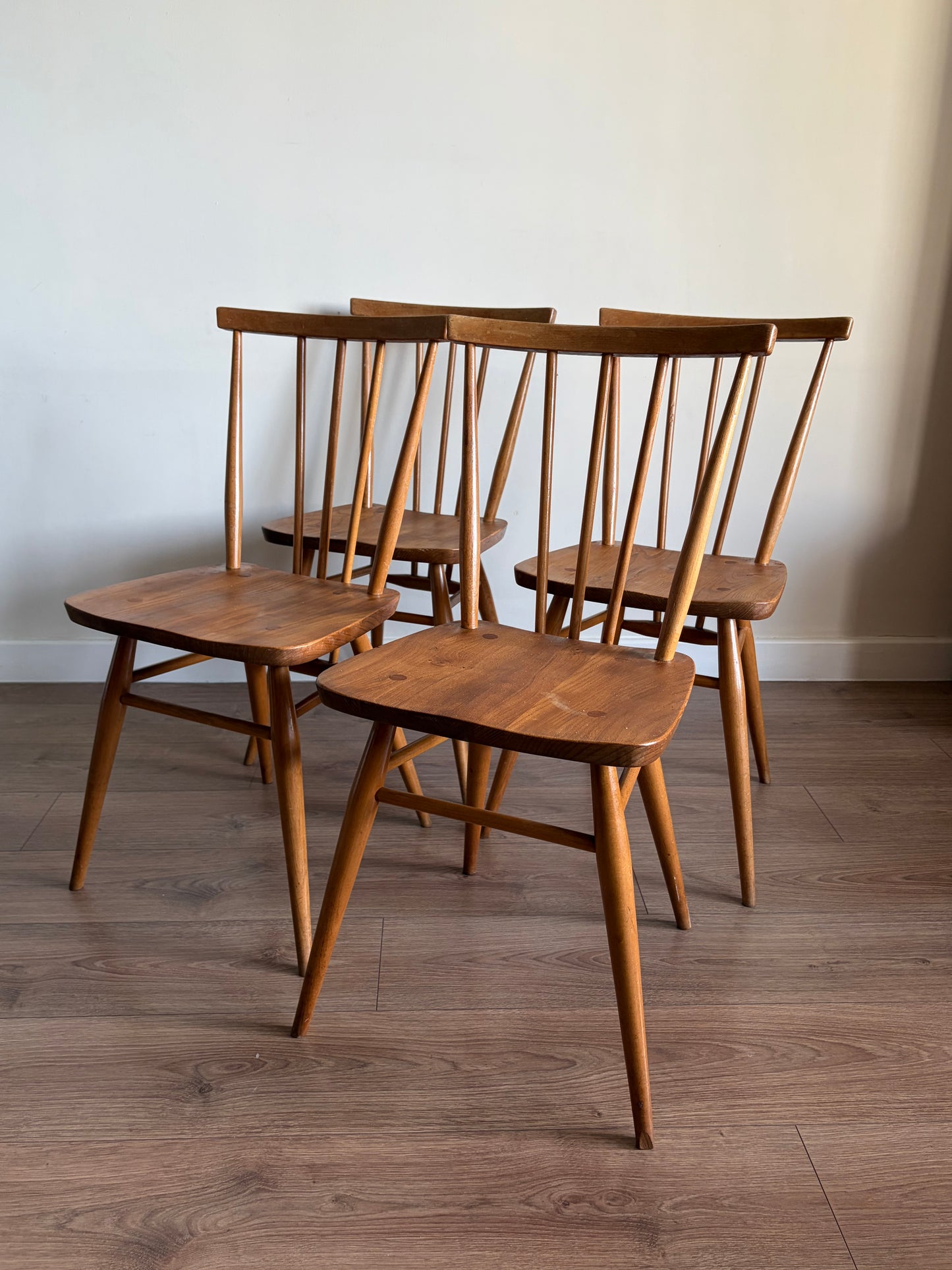 Four Ercol 391 Dining Chairs Mid-Century Modern Refurbished - Very Good Condition