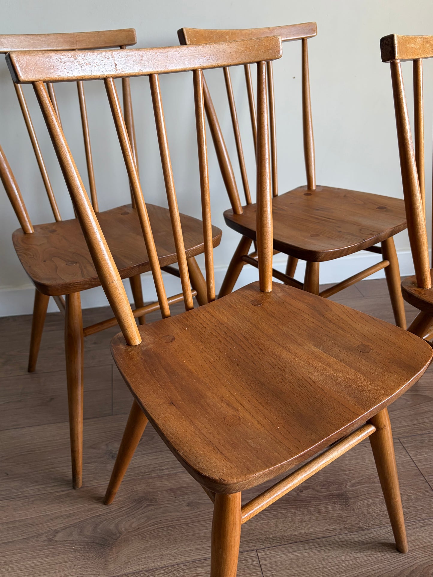 Four Ercol 391 Dining Chairs Mid-Century Modern Refurbished - Very Good Condition