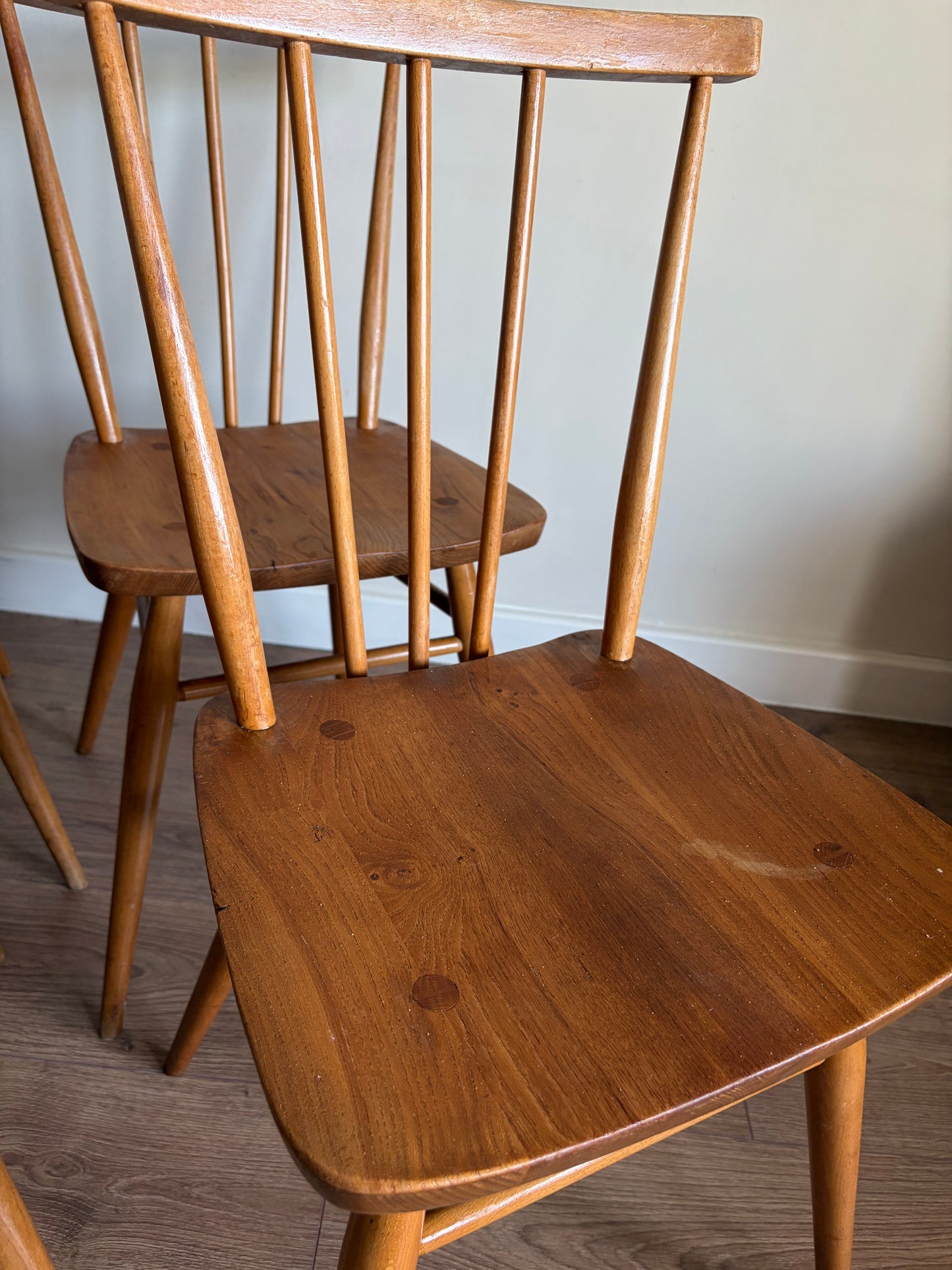 Four Ercol 391 Dining Chairs Mid-Century Modern Refurbished - Very Good Condition
