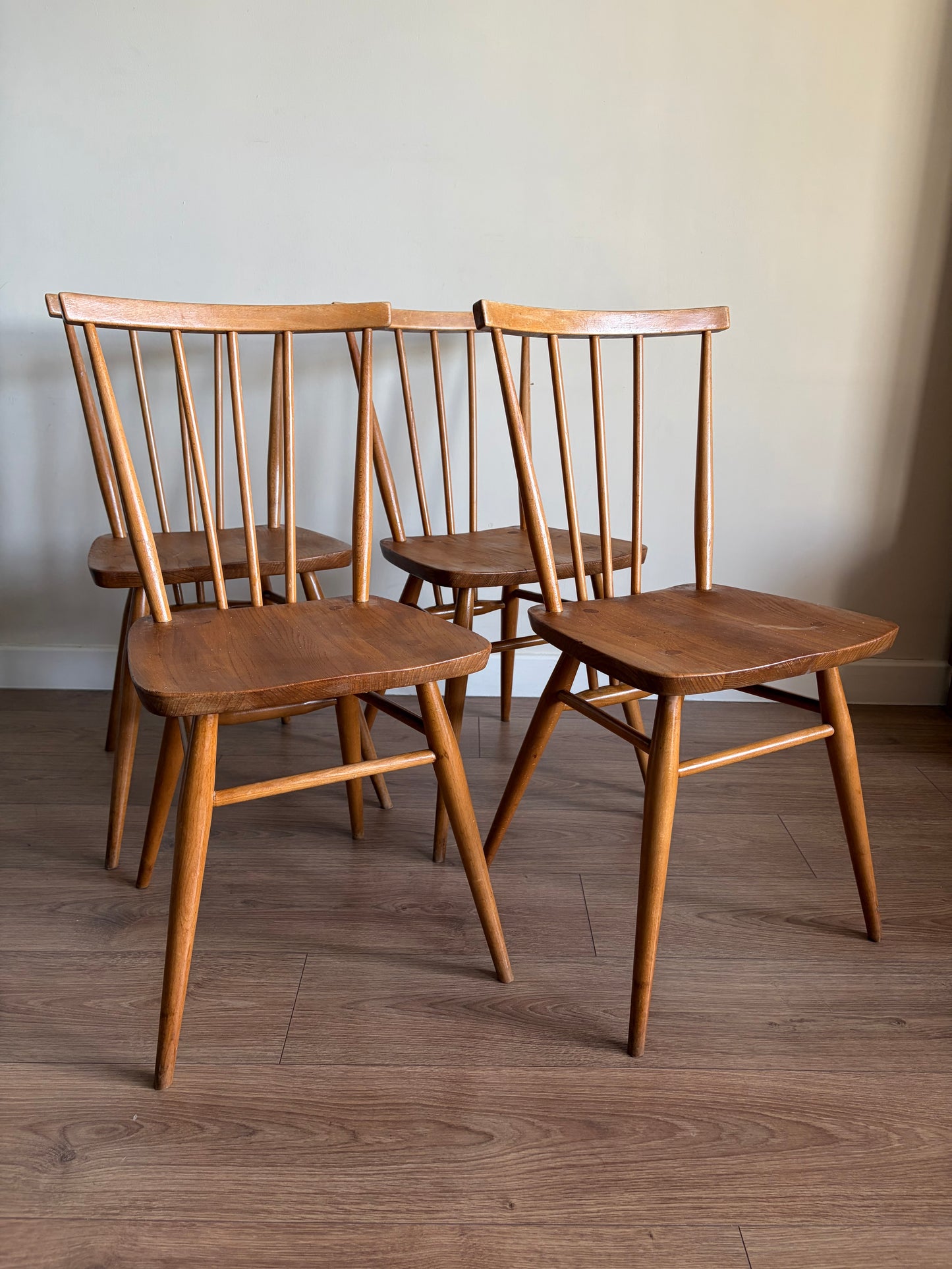 Four Ercol 391 Dining Chairs Mid-Century Modern Refurbished - Very Good Condition