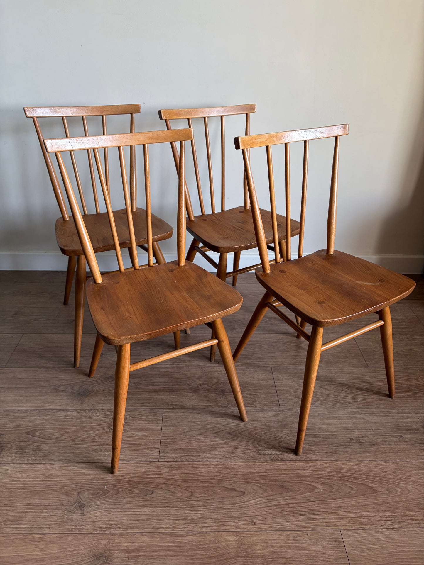 Four Ercol 391 Dining Chairs Mid-Century Modern Refurbished - Very Good Condition