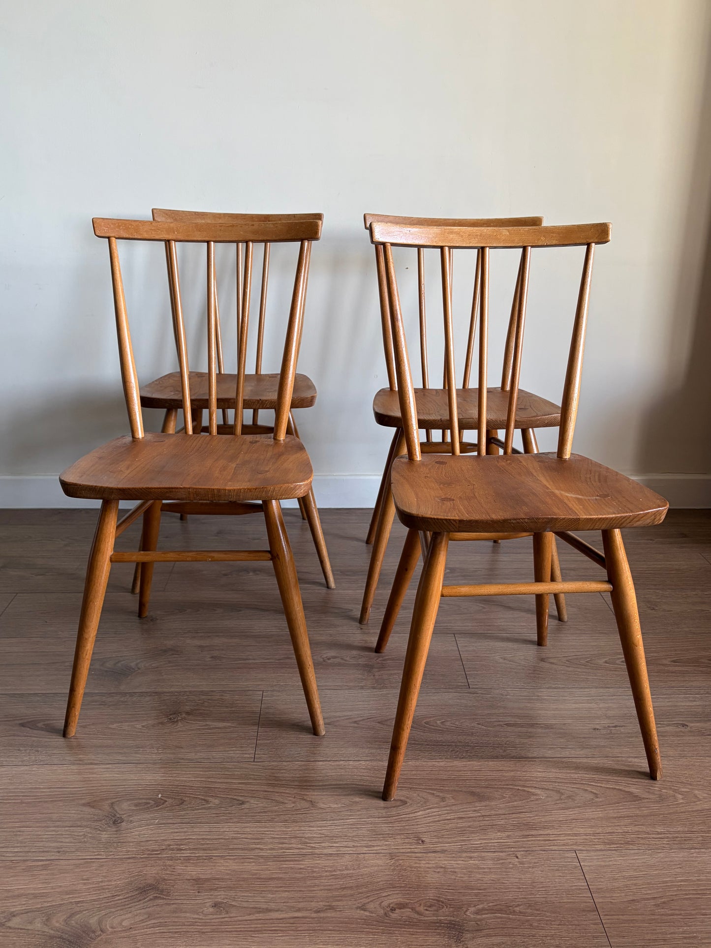 Four Ercol 391 Dining Chairs Mid-Century Modern Refurbished - Very Good Condition