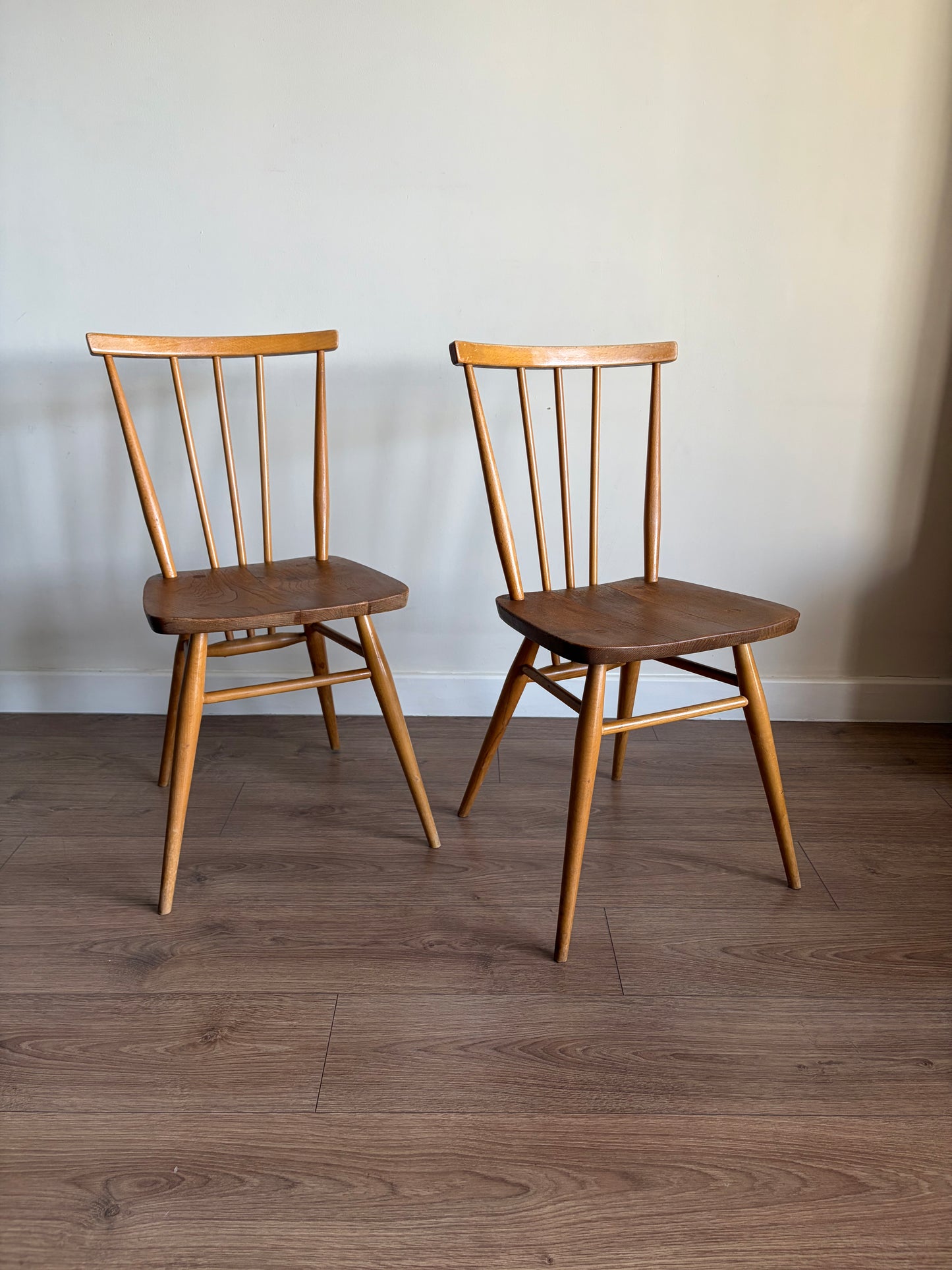 Two Ercol 391 Dining Chairs Mid-Century Modern Refurbished - Very Good Condition