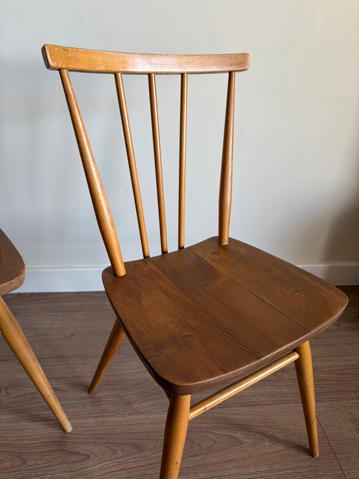 Two Ercol 391 Dining Chairs Mid-Century Modern Refurbished - Very Good Condition