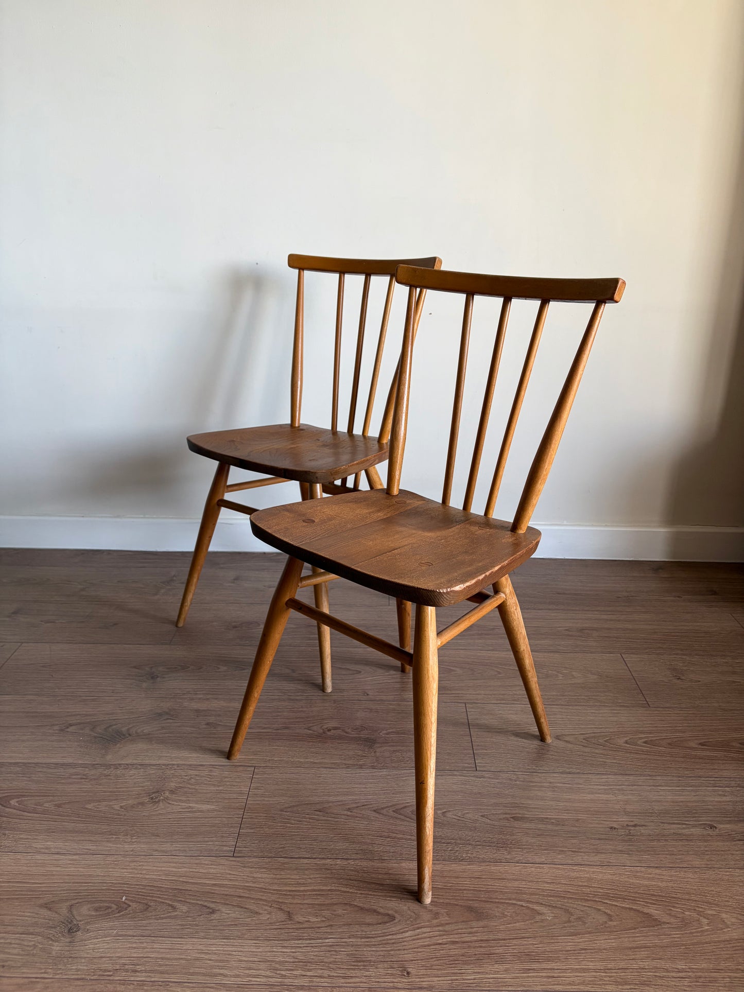 Two Ercol 391 Dining Chairs Mid-Century Modern Refurbished - Very Good Condition