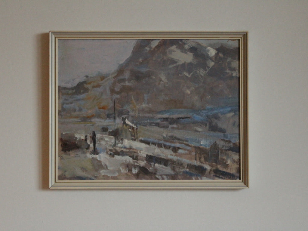 Oil painting of a Mountain Landscape Untitled by William B Dealtry Signed 20th century