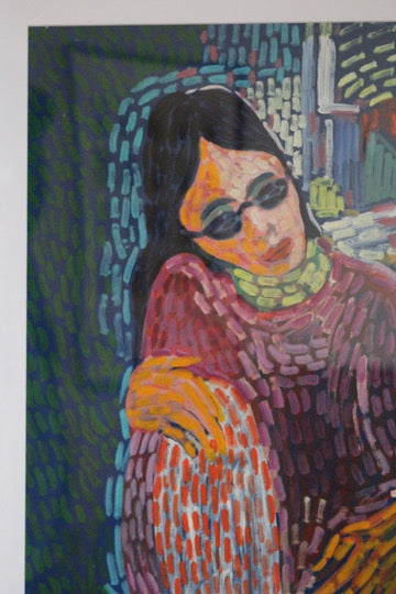 Framed Mixed Media Portrait of a Young Woman Mid-Century Signed by William Michau (1931-1990)