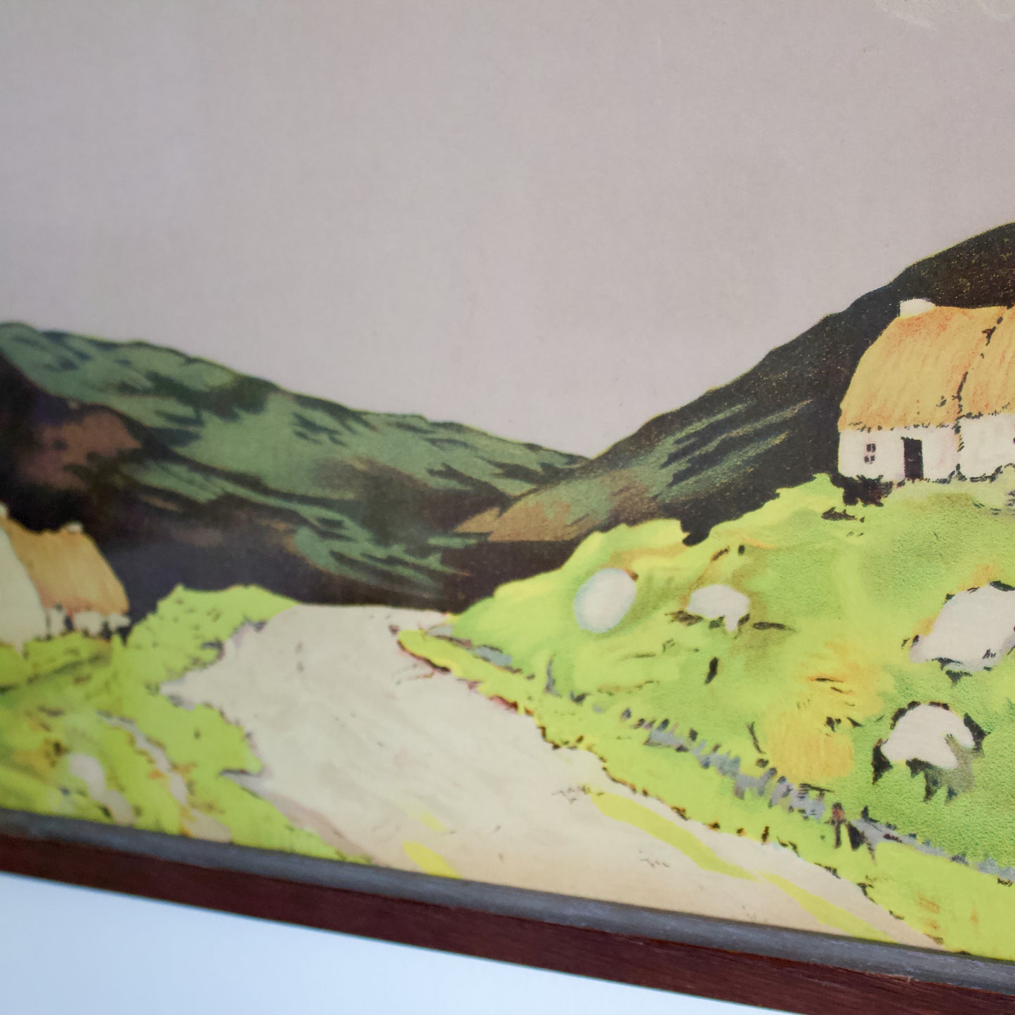 Vintage photolithographic print of 'Cottages West of Ireland (1920s) by Paul Henry (1876-1958) RHA signed