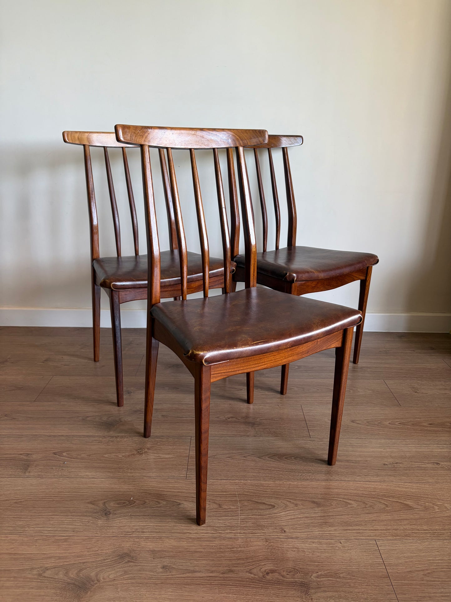 Three Teak Dining Chairs by John Herbert for A. Younger Mid-Century Modern Refurbished - Excellent Condition