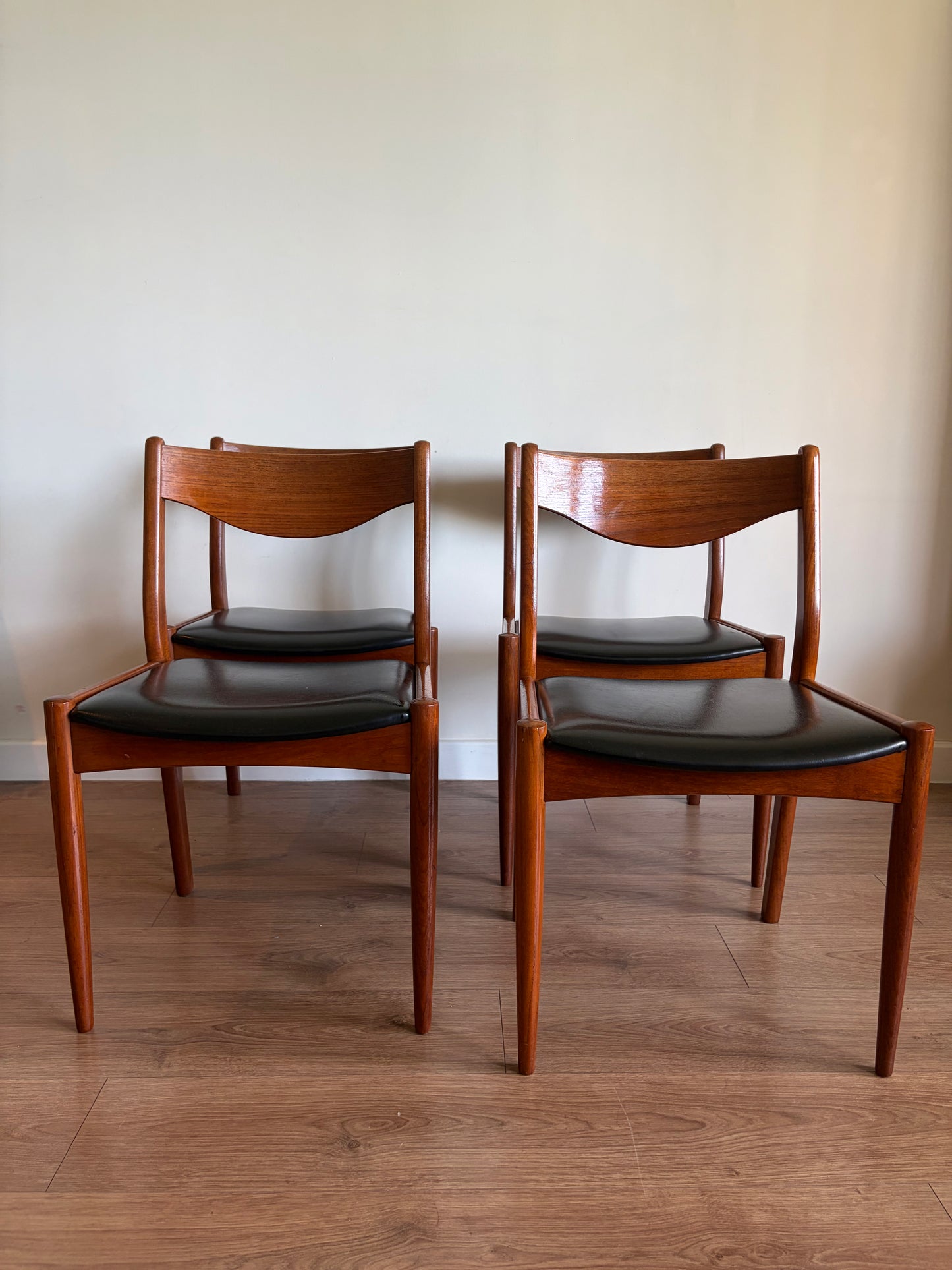 Four Danish Teak Dining Chairs for SL Møbler Mid-Century Modern Refurbished - Excellent Condition