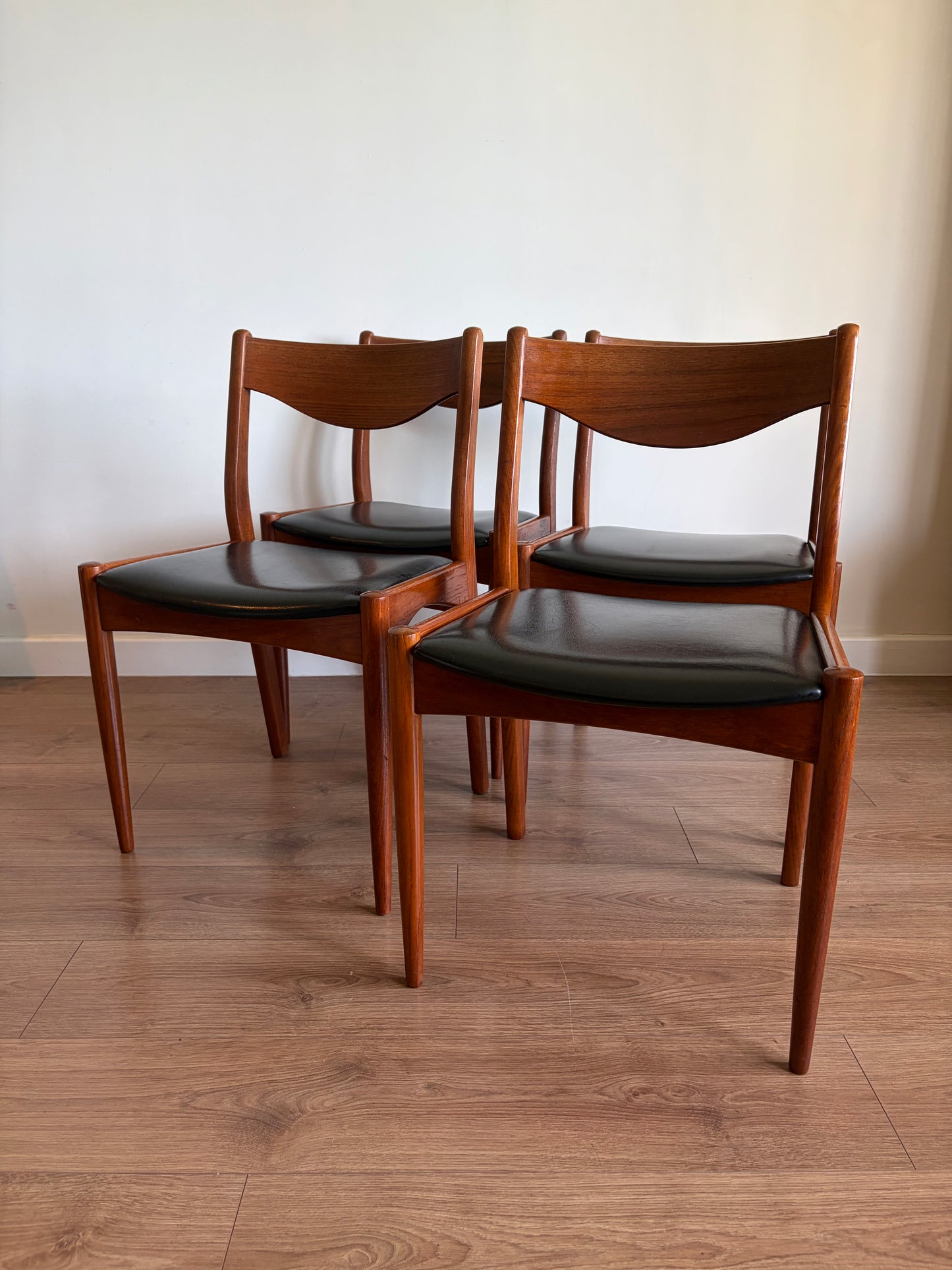 Four Danish Teak Dining Chairs for SL Møbler Mid-Century Modern Refurbished - Excellent Condition