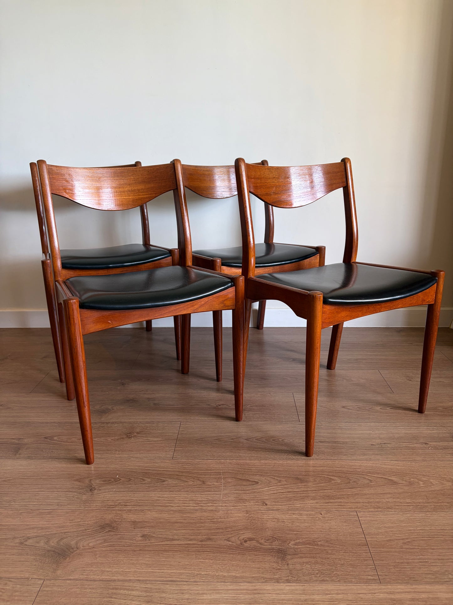 Four Danish Teak Dining Chairs for SL Møbler Mid-Century Modern Refurbished - Excellent Condition