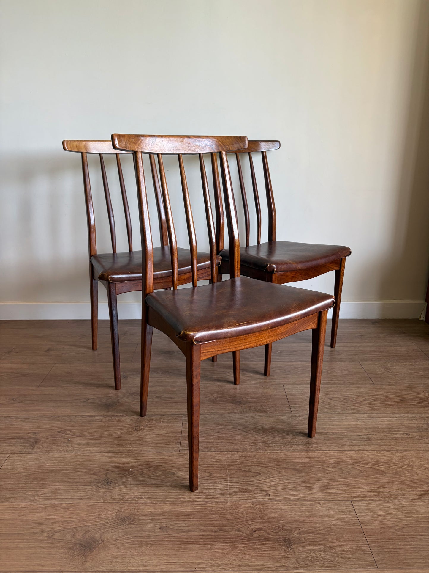 Three Teak Dining Chairs by John Herbert for A. Younger Mid-Century Modern Refurbished - Excellent Condition
