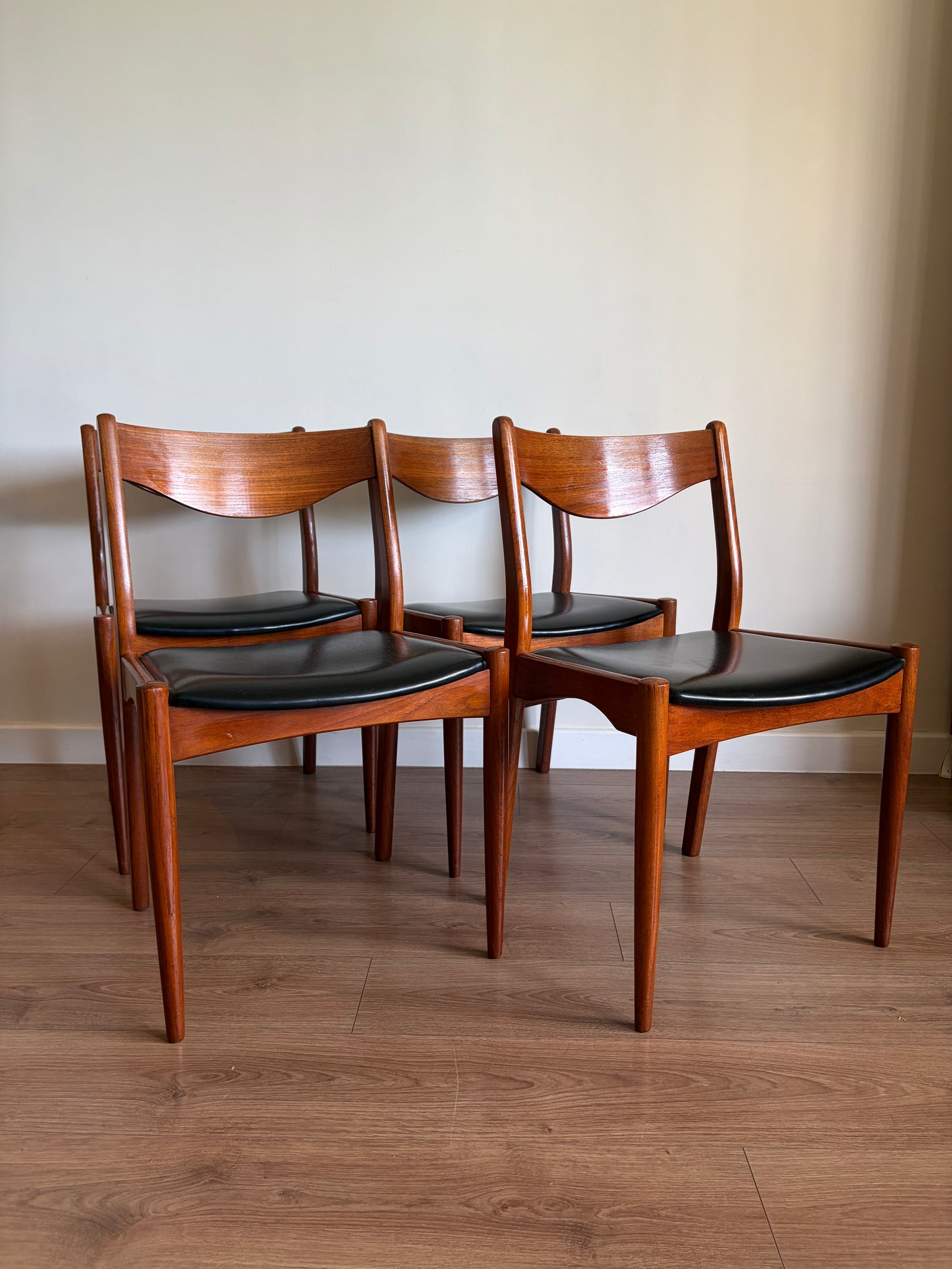 Four Danish Teak Dining Chairs for SL Møbler Mid-Century Modern Refurbished - Excellent Condition