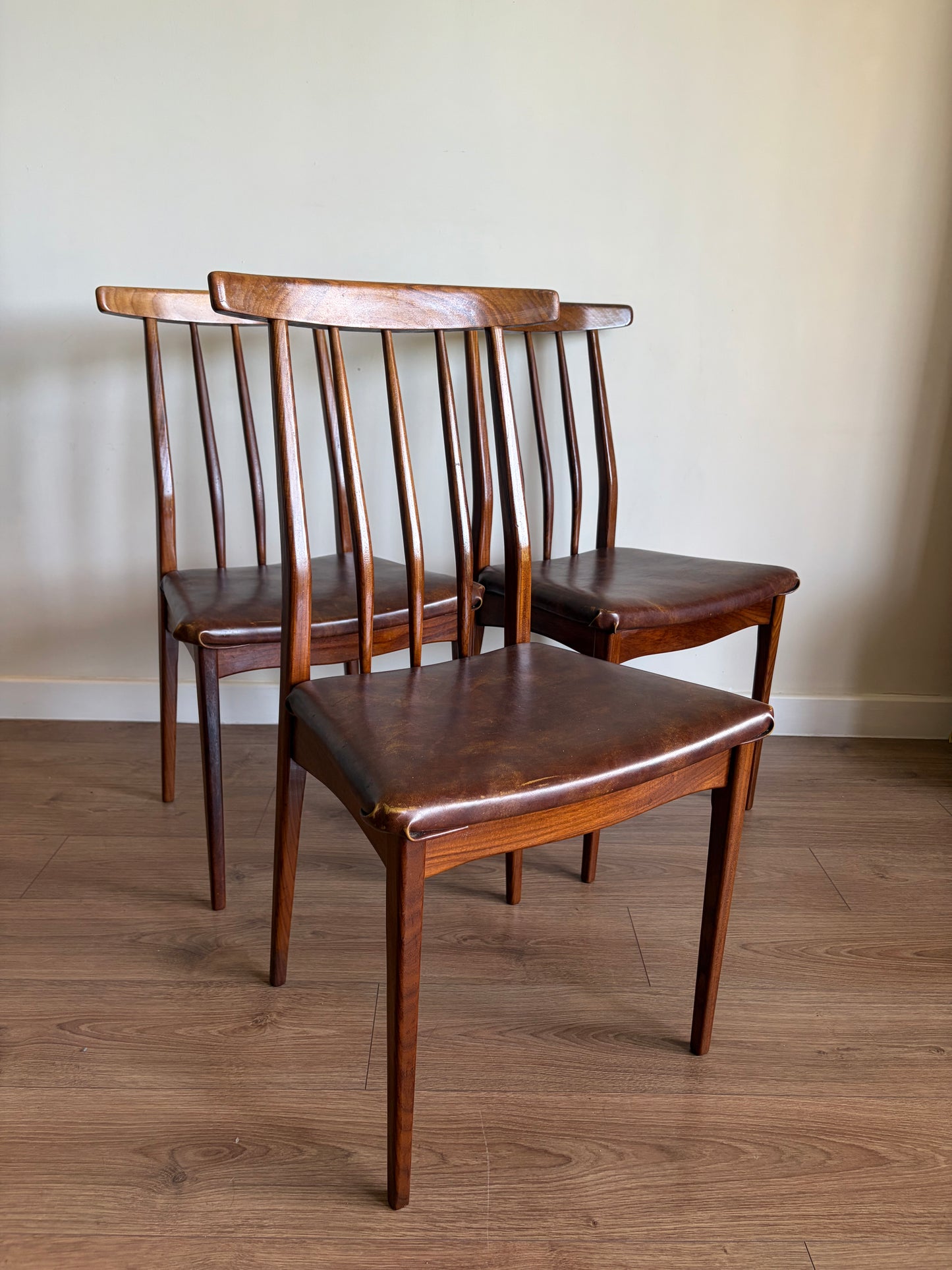 Three Teak Dining Chairs by John Herbert for A. Younger Mid-Century Modern Refurbished - Excellent Condition