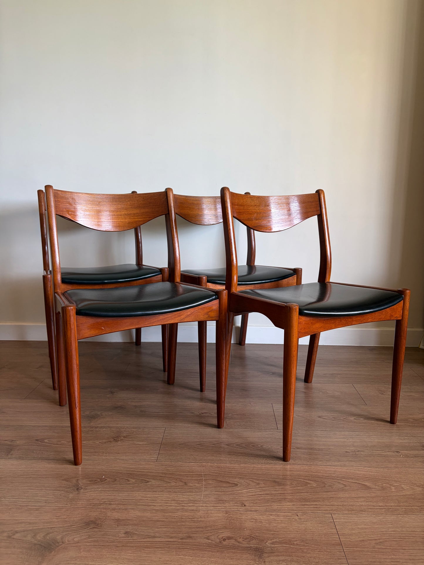 Four Danish Teak Dining Chairs for SL Møbler Mid-Century Modern Refurbished - Excellent Condition