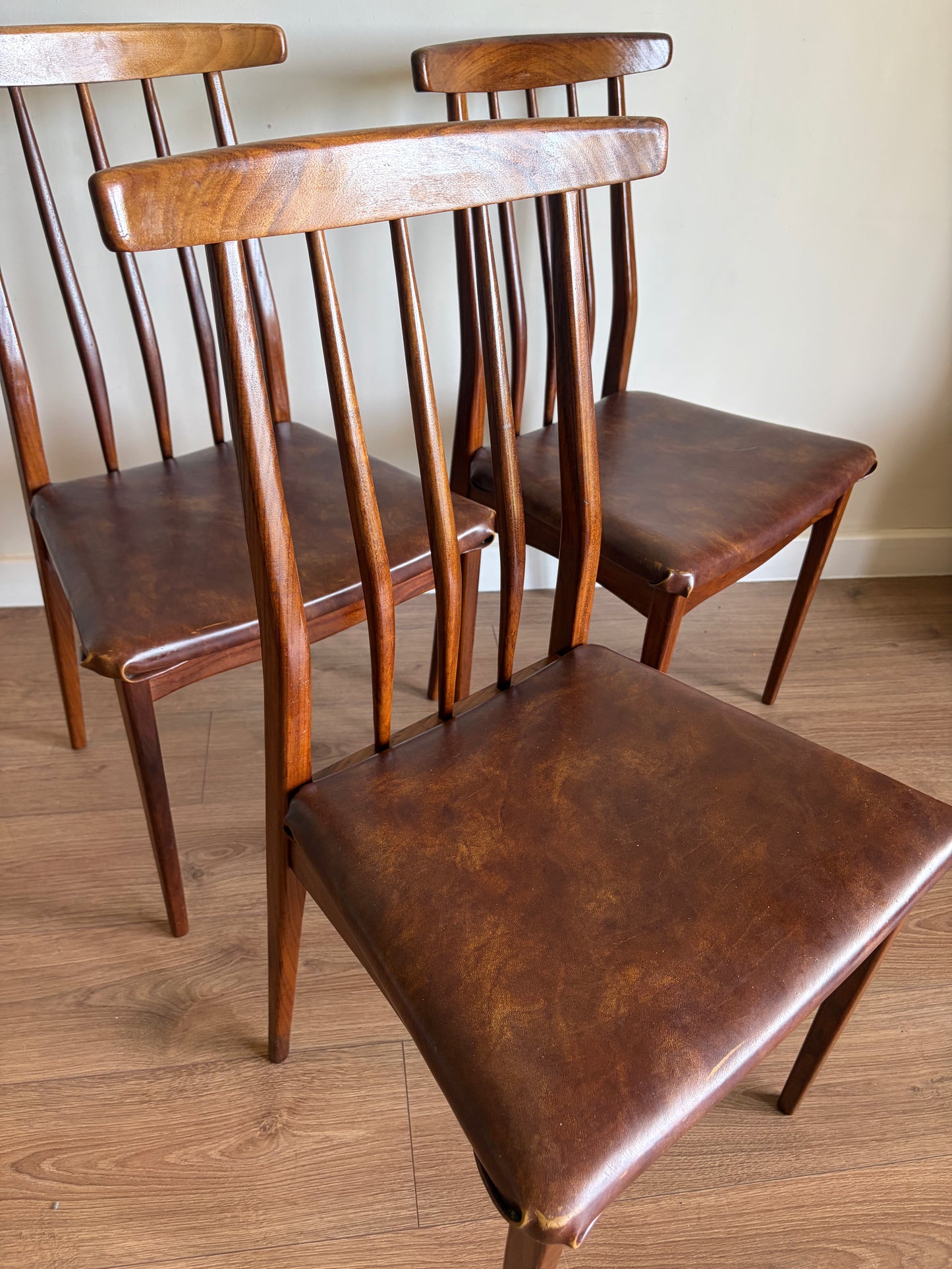 Three Teak Dining Chairs by John Herbert for A. Younger Mid-Century Modern Refurbished - Excellent Condition