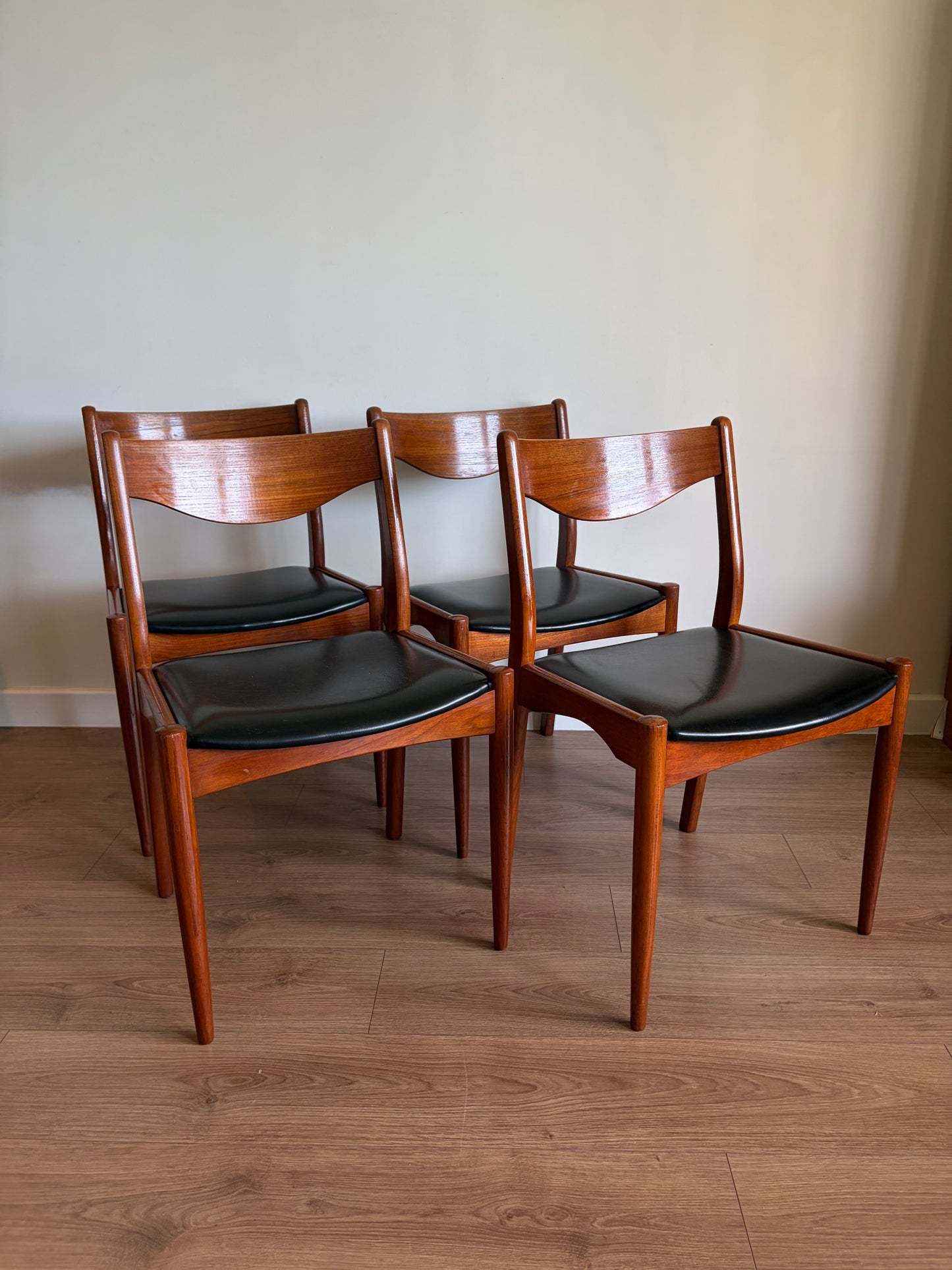 Four Danish Teak Dining Chairs for SL Møbler Mid-Century Modern Refurbished - Excellent Condition