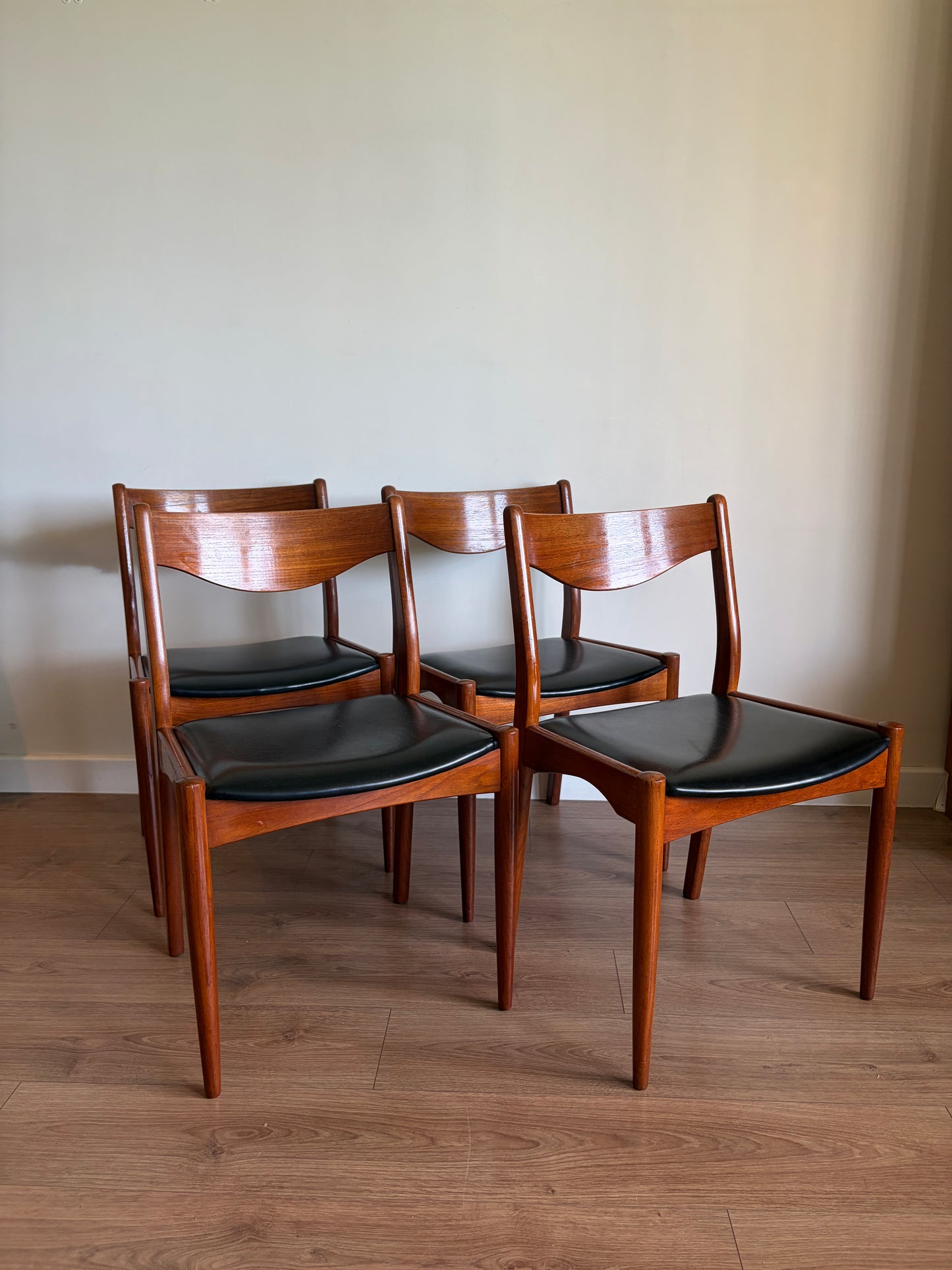 Four Danish Teak Dining Chairs for SL Møbler Mid-Century Modern Refurbished - Excellent Condition