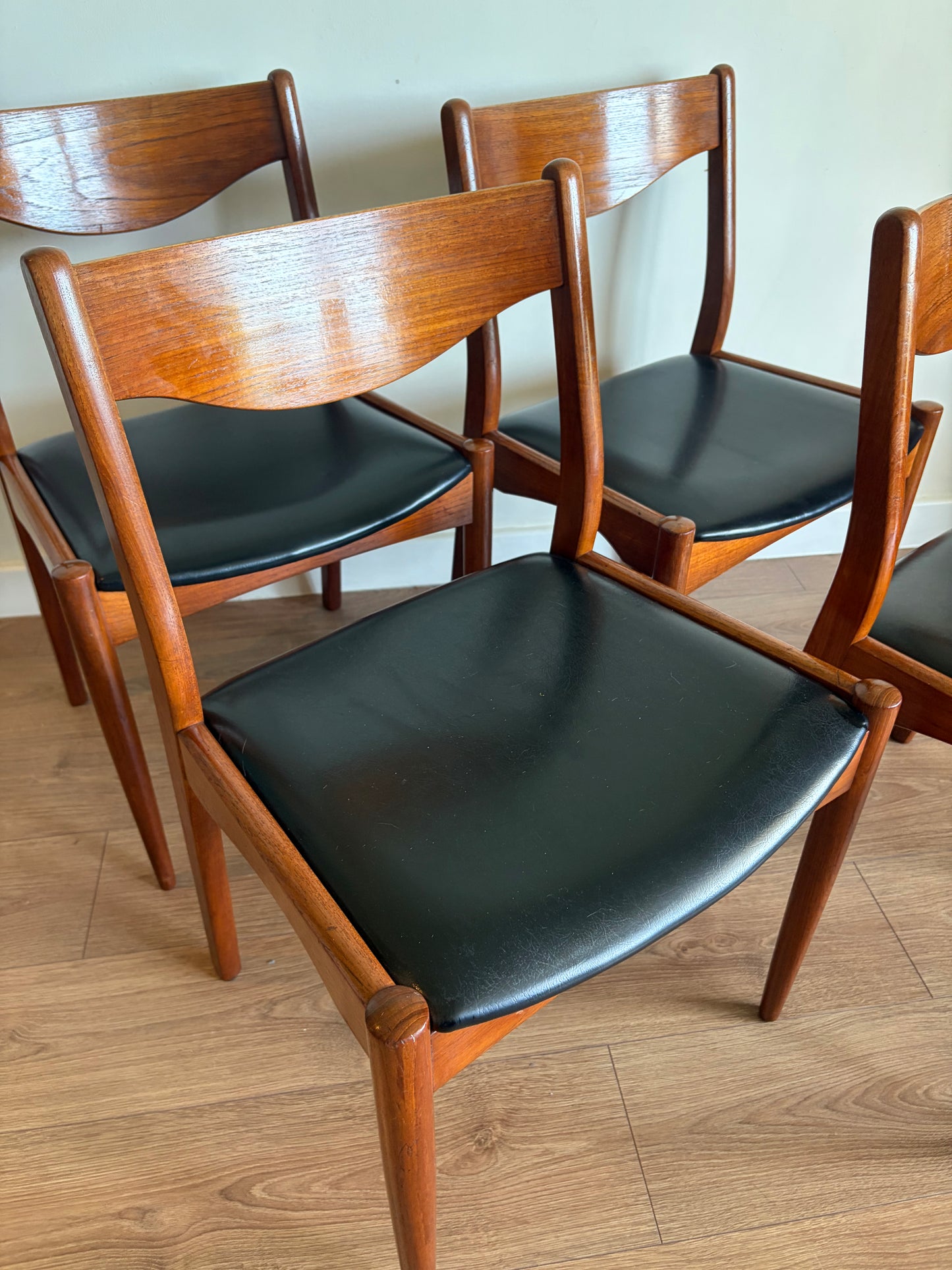 Four Danish Teak Dining Chairs for SL Møbler Mid-Century Modern Refurbished - Excellent Condition
