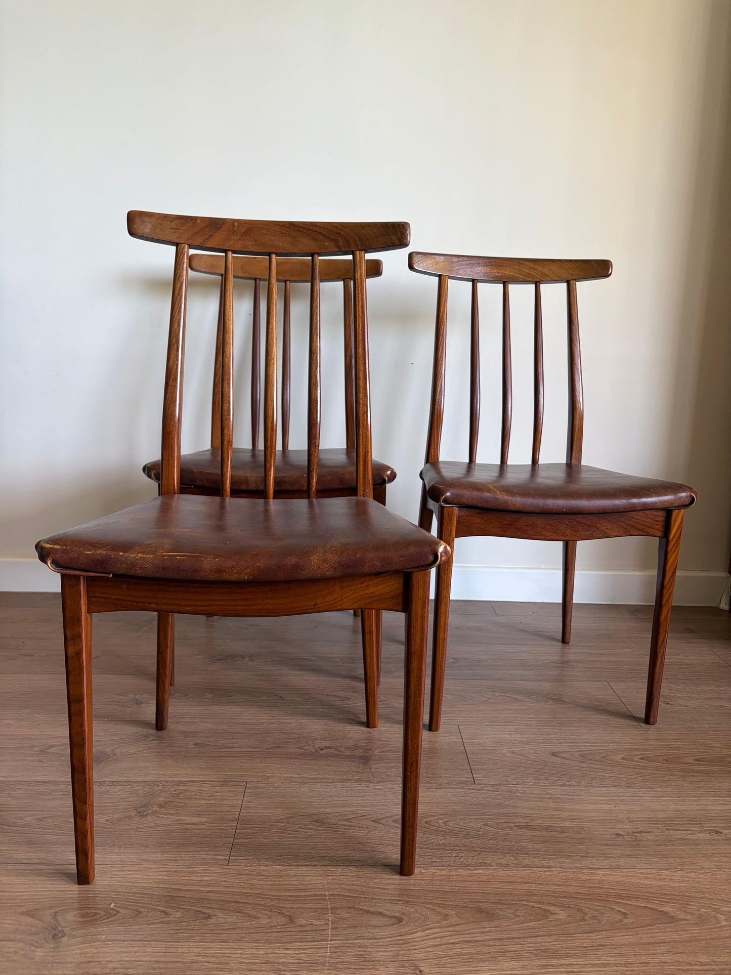 Three Teak Dining Chairs by John Herbert for A. Younger Mid-Century Modern Refurbished - Excellent Condition