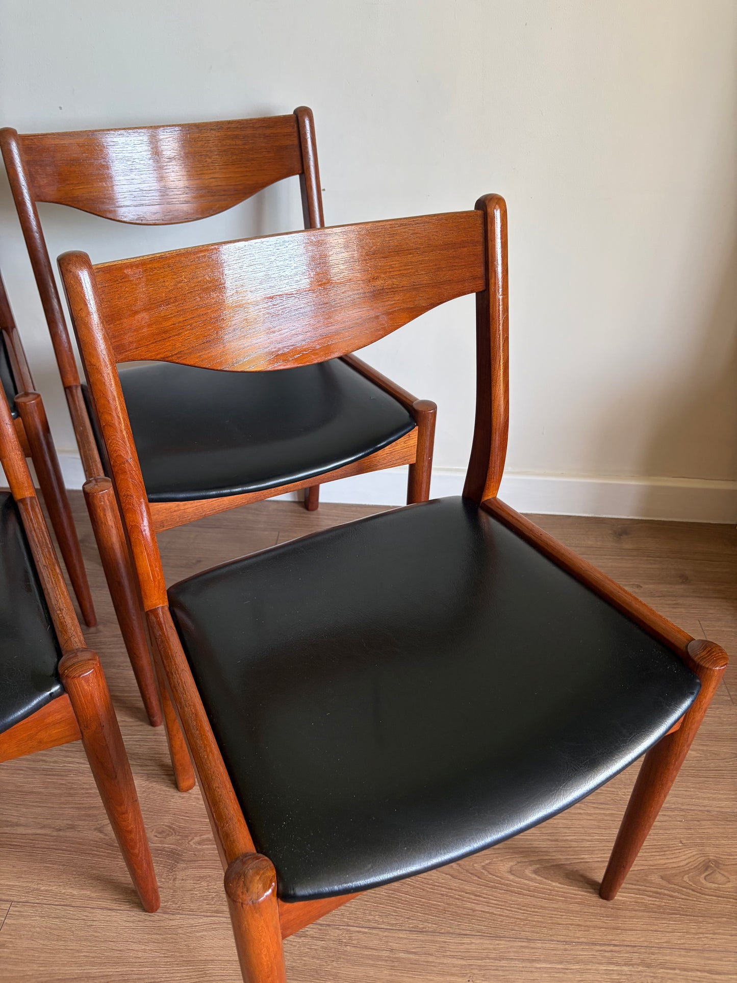 Four Danish Teak Dining Chairs for SL Møbler Mid-Century Modern Refurbished - Excellent Condition