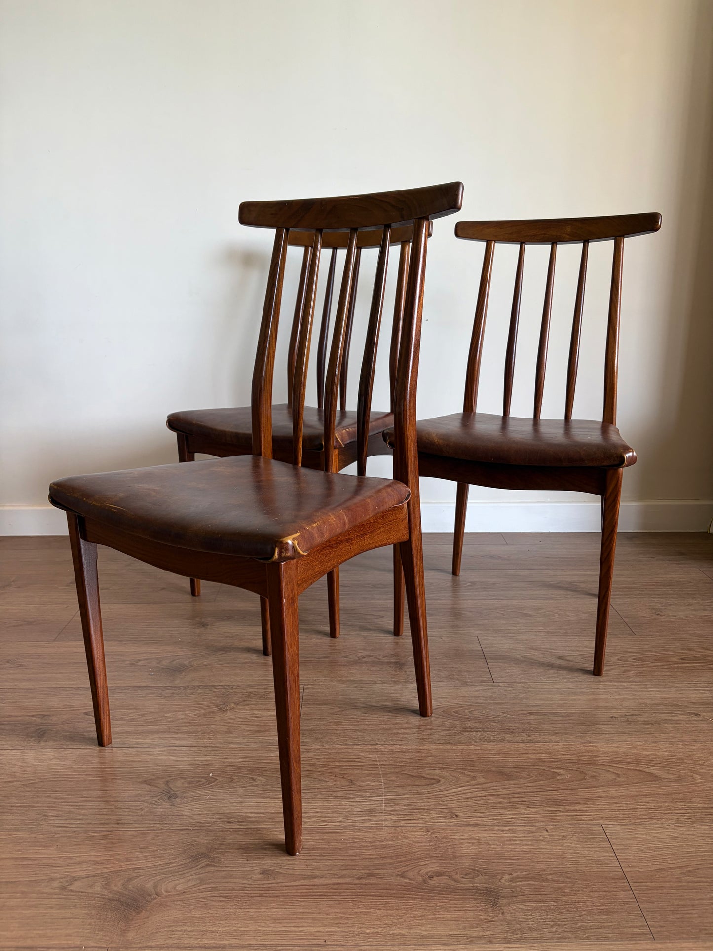 Three Teak Dining Chairs by John Herbert for A. Younger Mid-Century Modern Refurbished - Excellent Condition