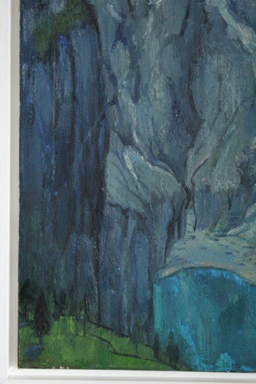 Acrylic Framed Painting of a Mountain Valley Attributed to Rita Smith