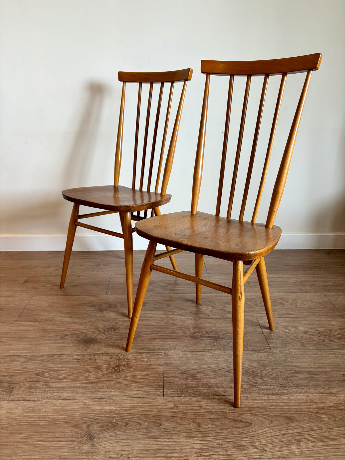 Two Ercol 608 Dining Chairs Mid-Century Modern Refurbished in Excellent Condition