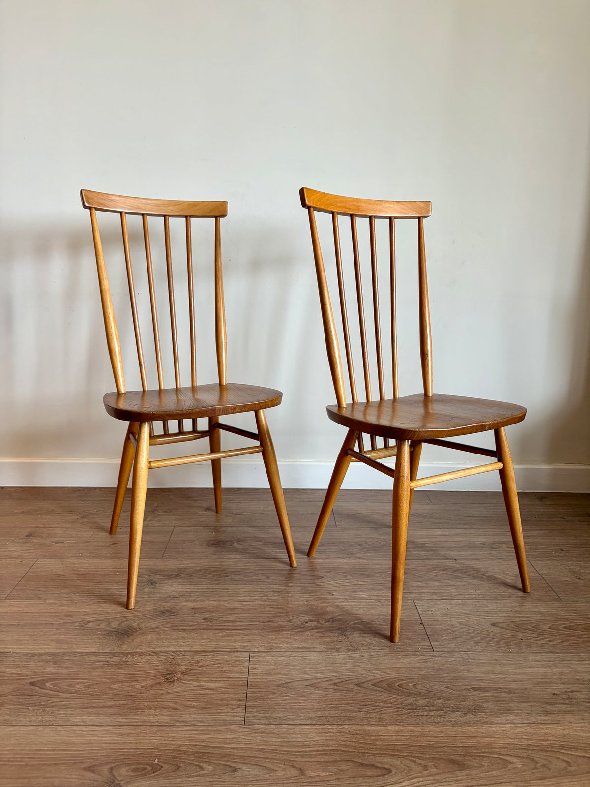 Two Ercol 608 Dining Chairs Mid-Century Modern Refurbished in Excellent Condition