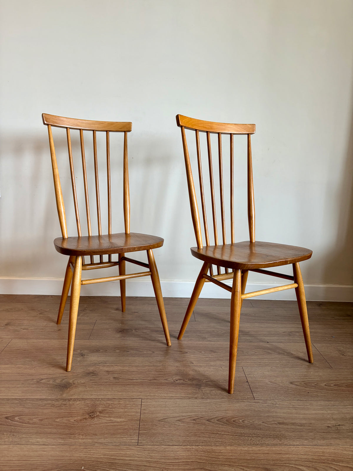 Two Ercol 608 Dining Chairs Mid-Century Modern Refurbished in Excellent Condition