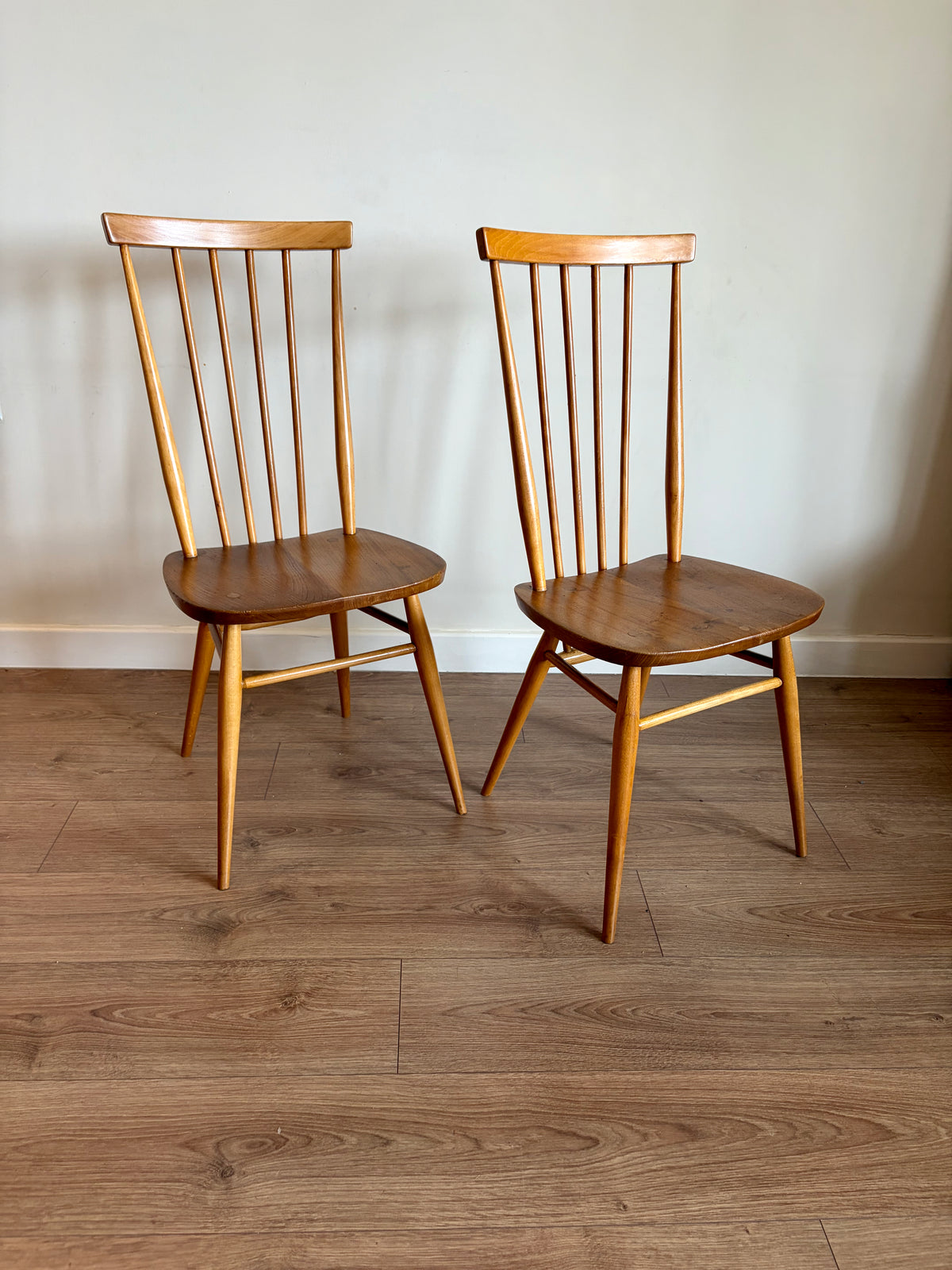 Two Ercol 608 Dining Chairs Mid-Century Modern Refurbished in Excellent Condition