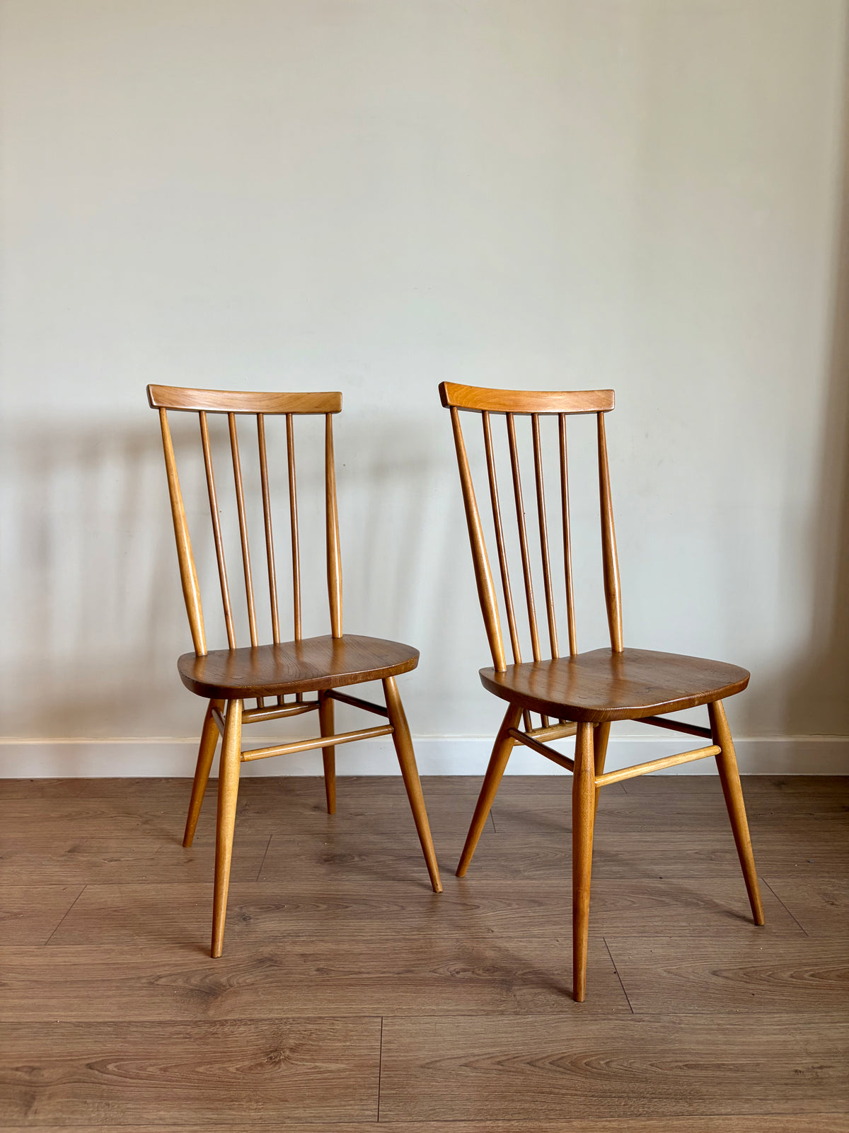 Two Ercol 608 Dining Chairs Mid-Century Modern Refurbished in Excellent Condition