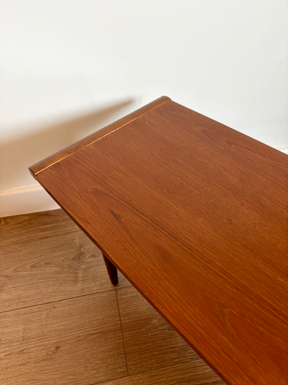 Teak Two Tiered Coffee Table by Myer Mid Century Modern Refurbished in Excellent Condition