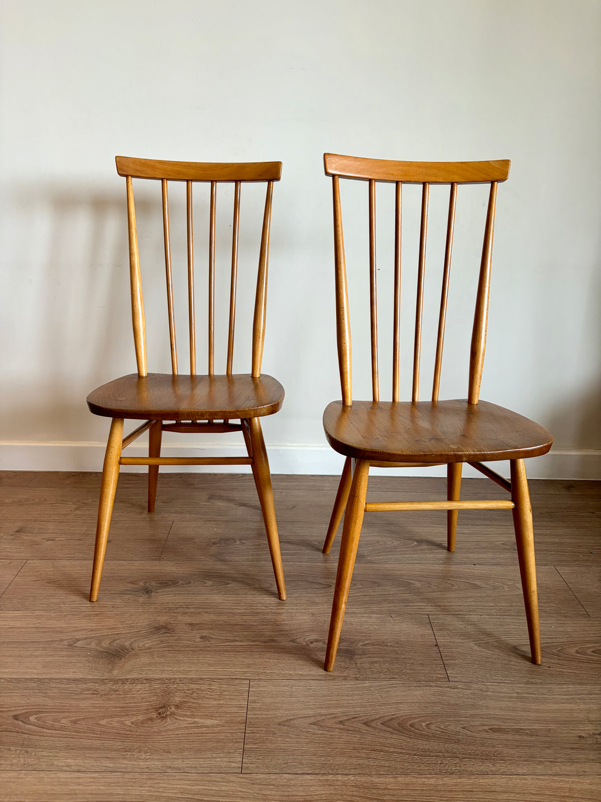 Two Ercol 608 Dining Chairs Mid-Century Modern Refurbished in Excellent Condition