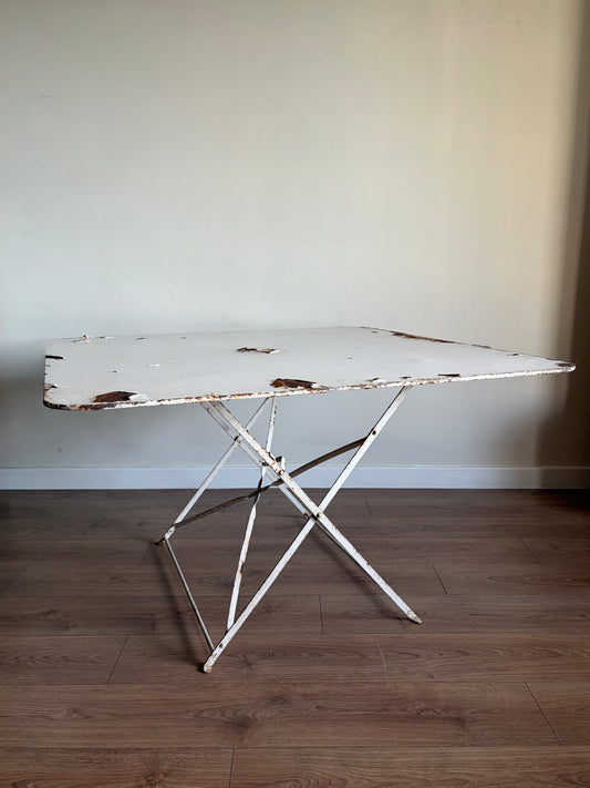 Vintage Folding French Metal Garden Table White - Good Condition