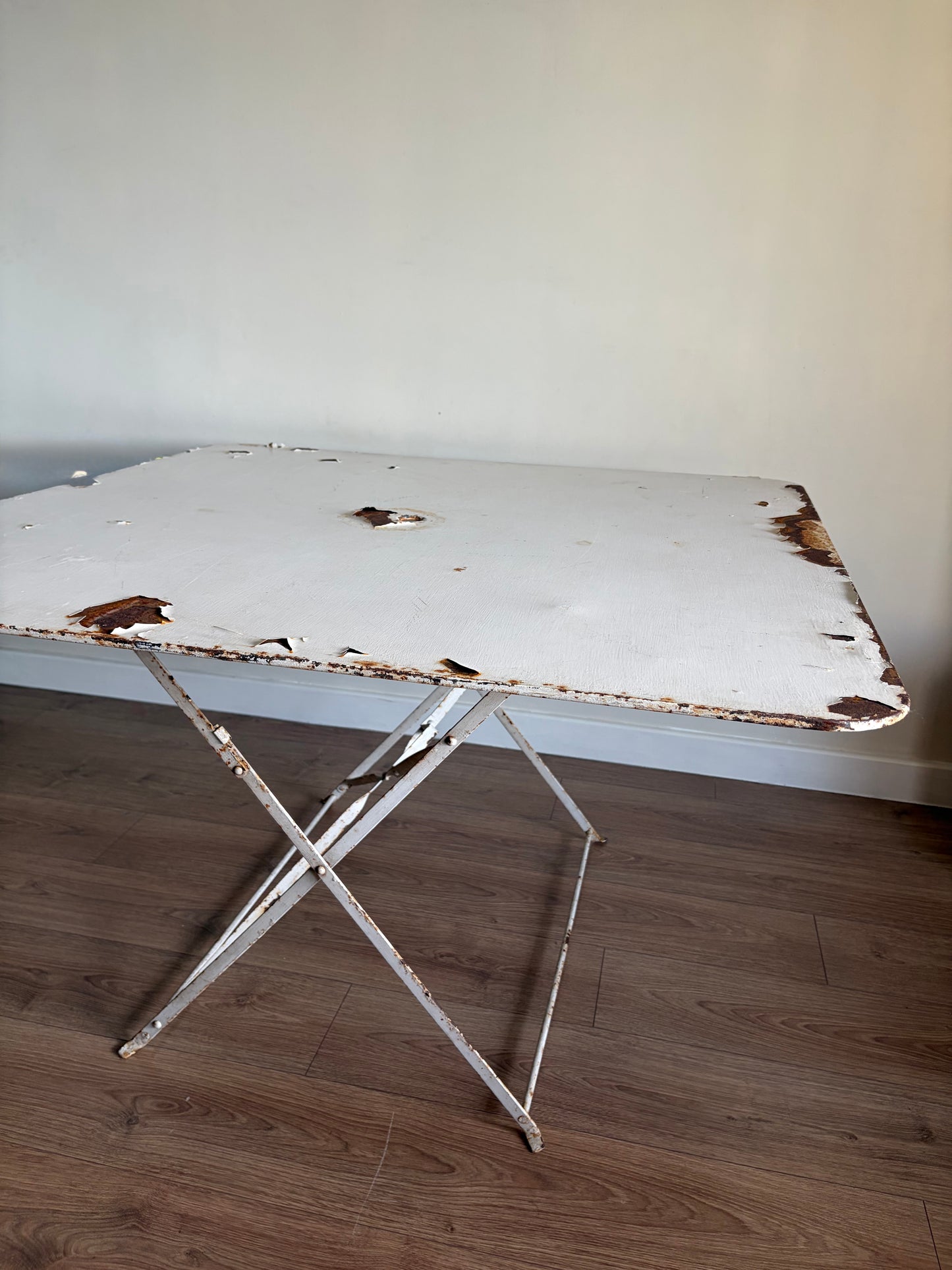 Vintage Folding French Metal Garden Table White - Good Condition