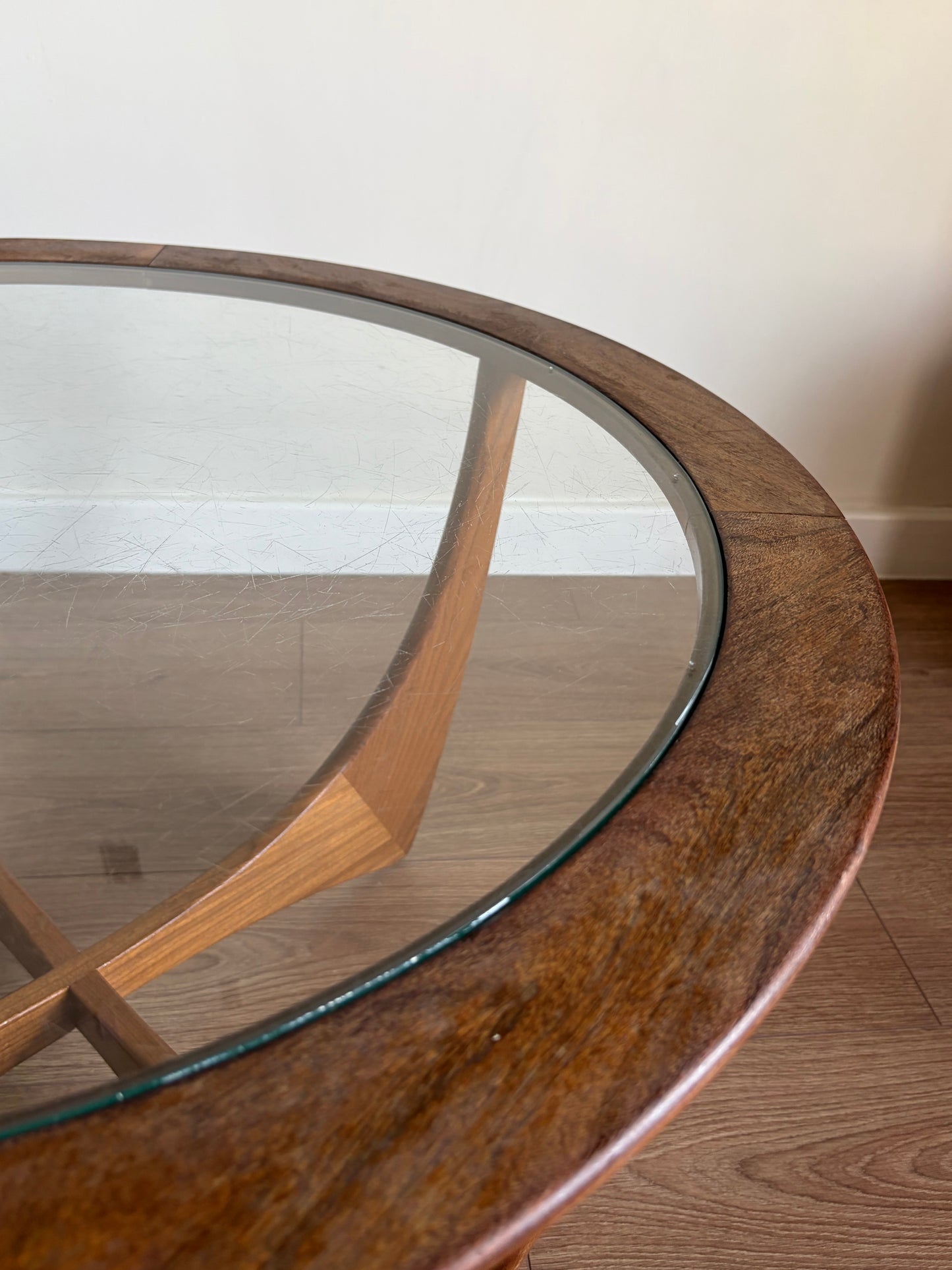 G-Plan Astro Coffee Table Round Glass Mid Century Modern Refurbished - Good Condition