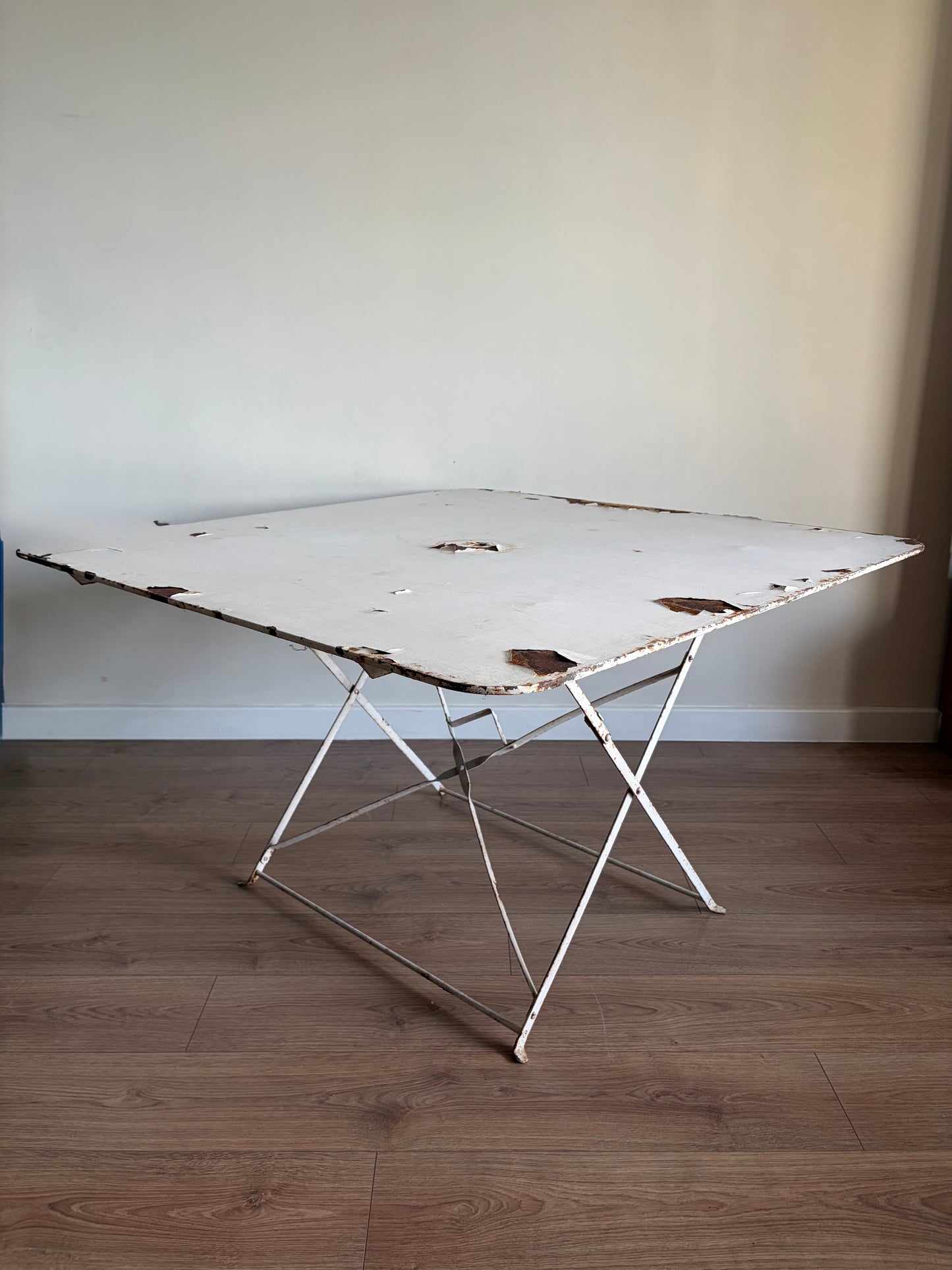 Vintage Folding French Metal Garden Table White - Good Condition