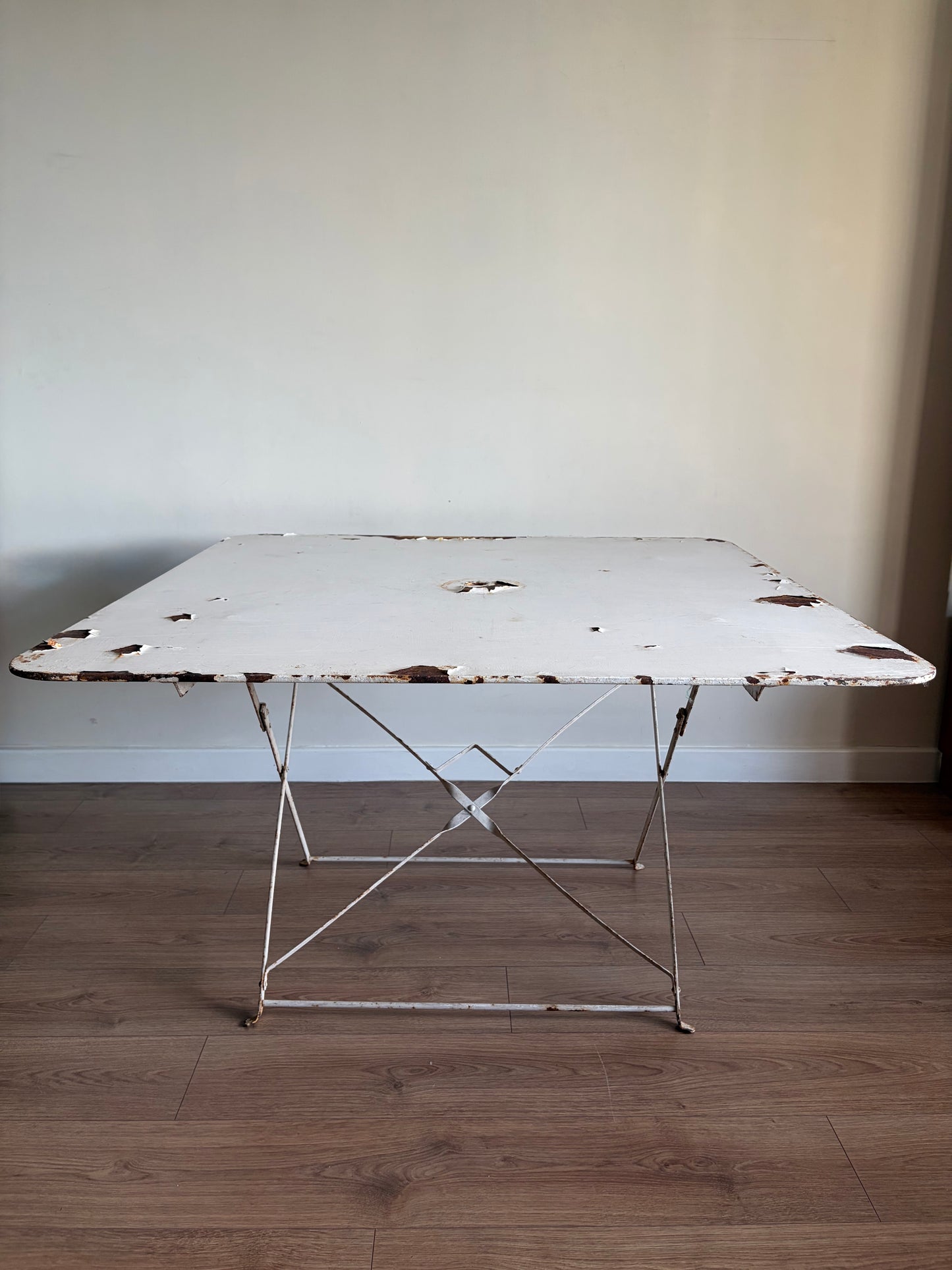 Vintage Folding French Metal Garden Table White - Good Condition