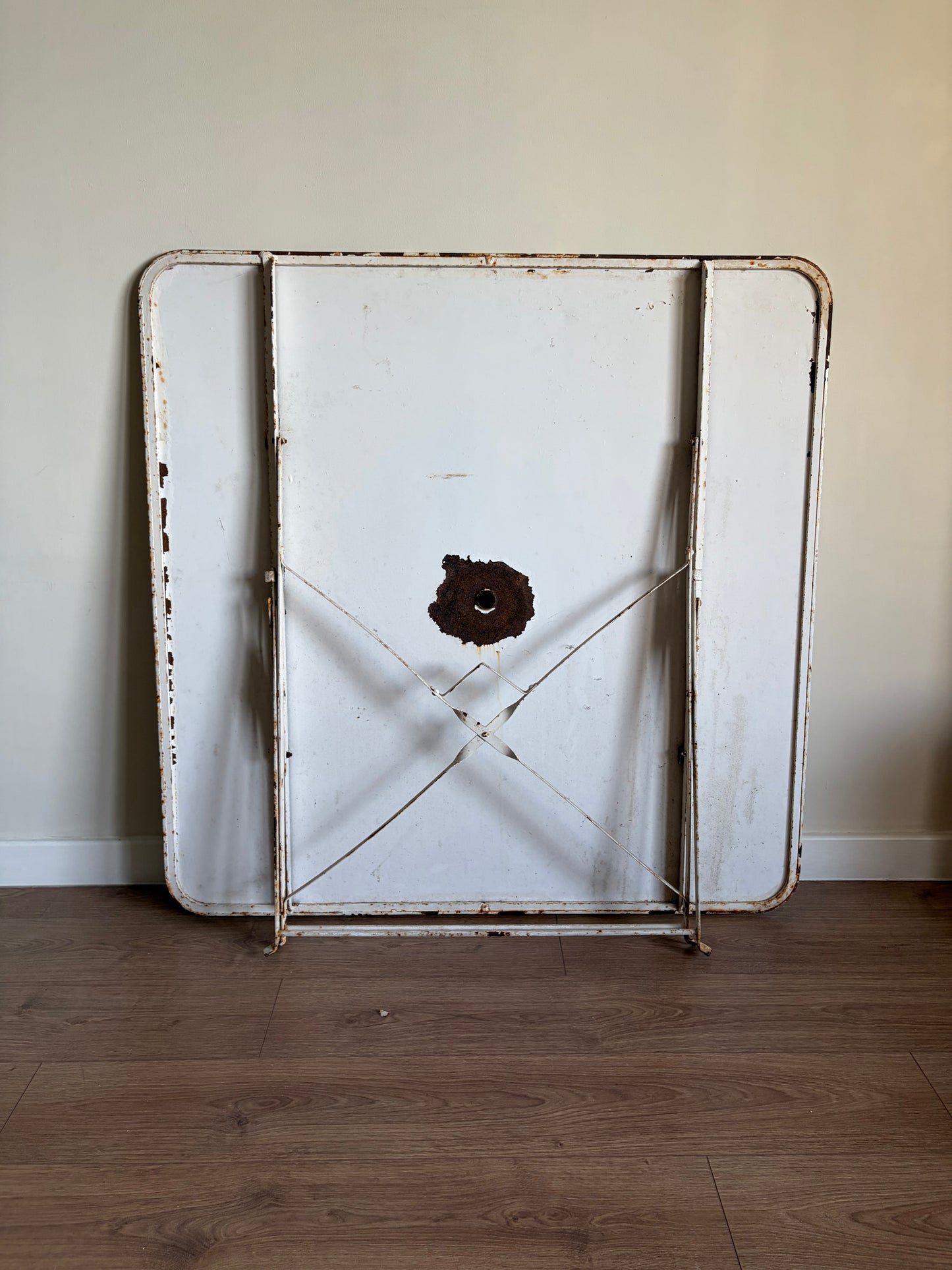 Vintage Folding French Metal Garden Table White - Good Condition