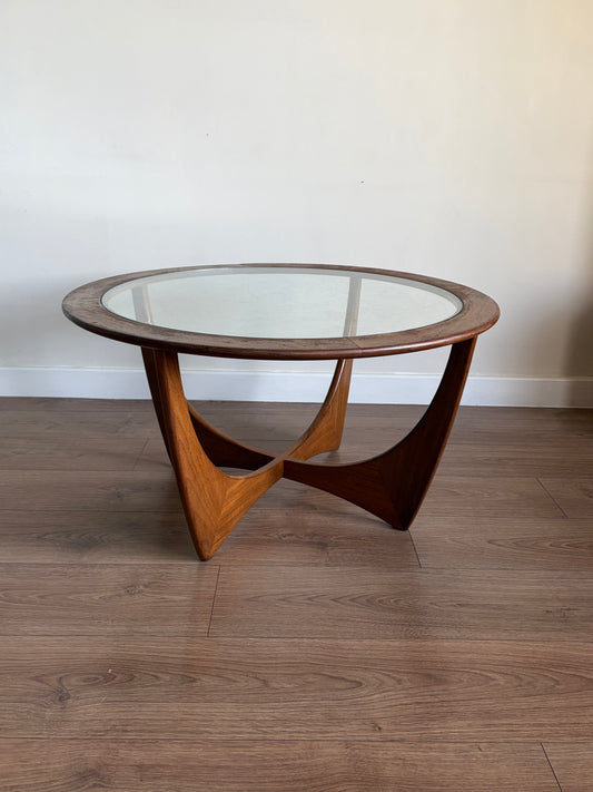 G-Plan Astro Coffee Table Round Glass Mid Century Modern Refurbished - Good Condition