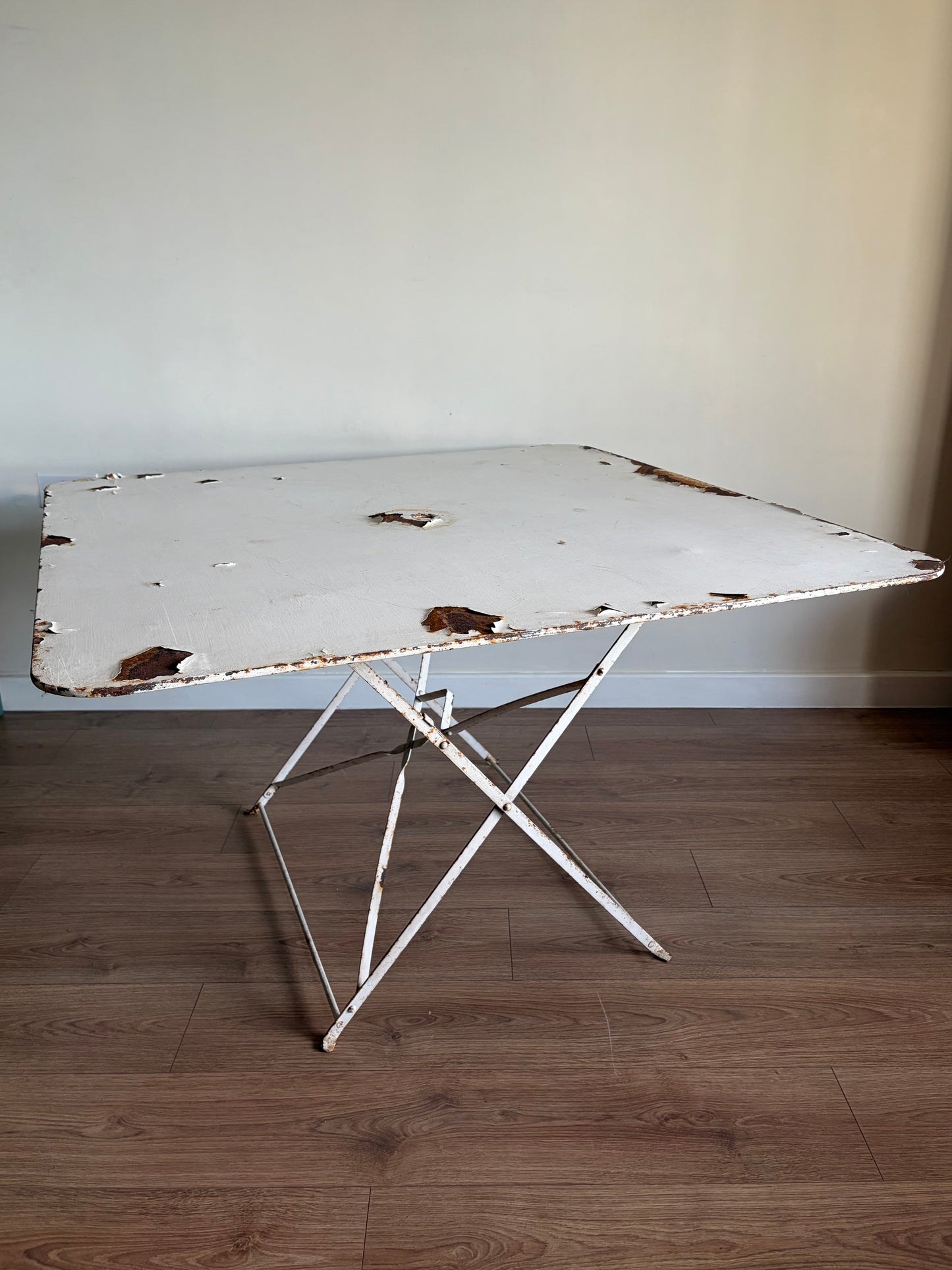 Vintage Folding French Metal Garden Table White - Good Condition