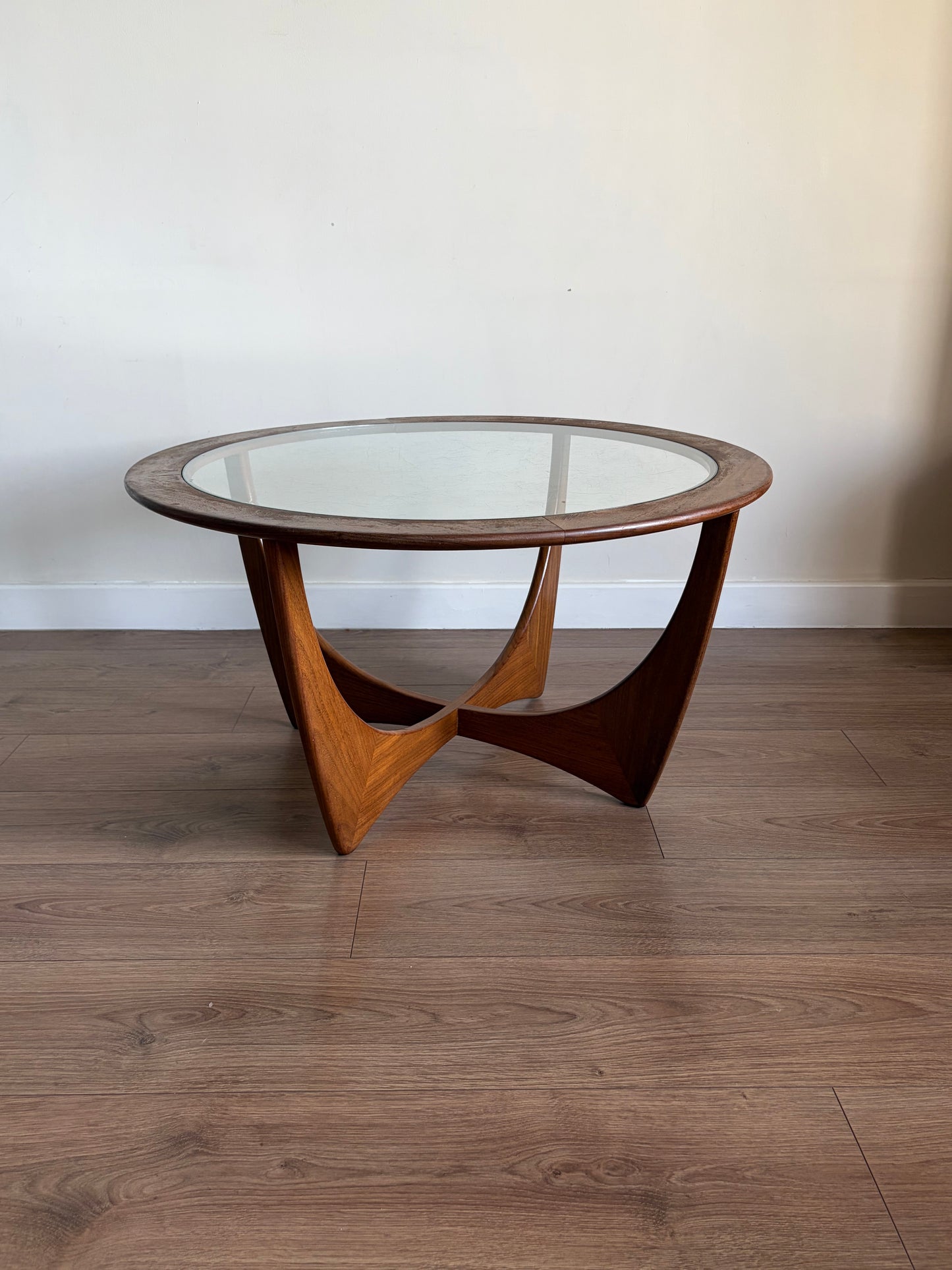 G-Plan Astro Coffee Table Round Glass Mid Century Modern Refurbished - Good Condition