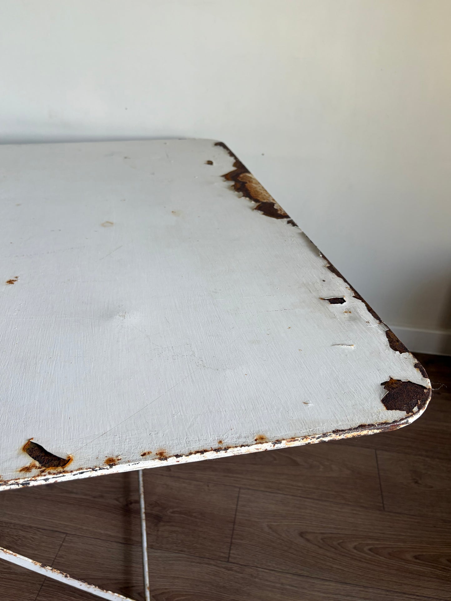Vintage Folding French Metal Garden Table White - Good Condition