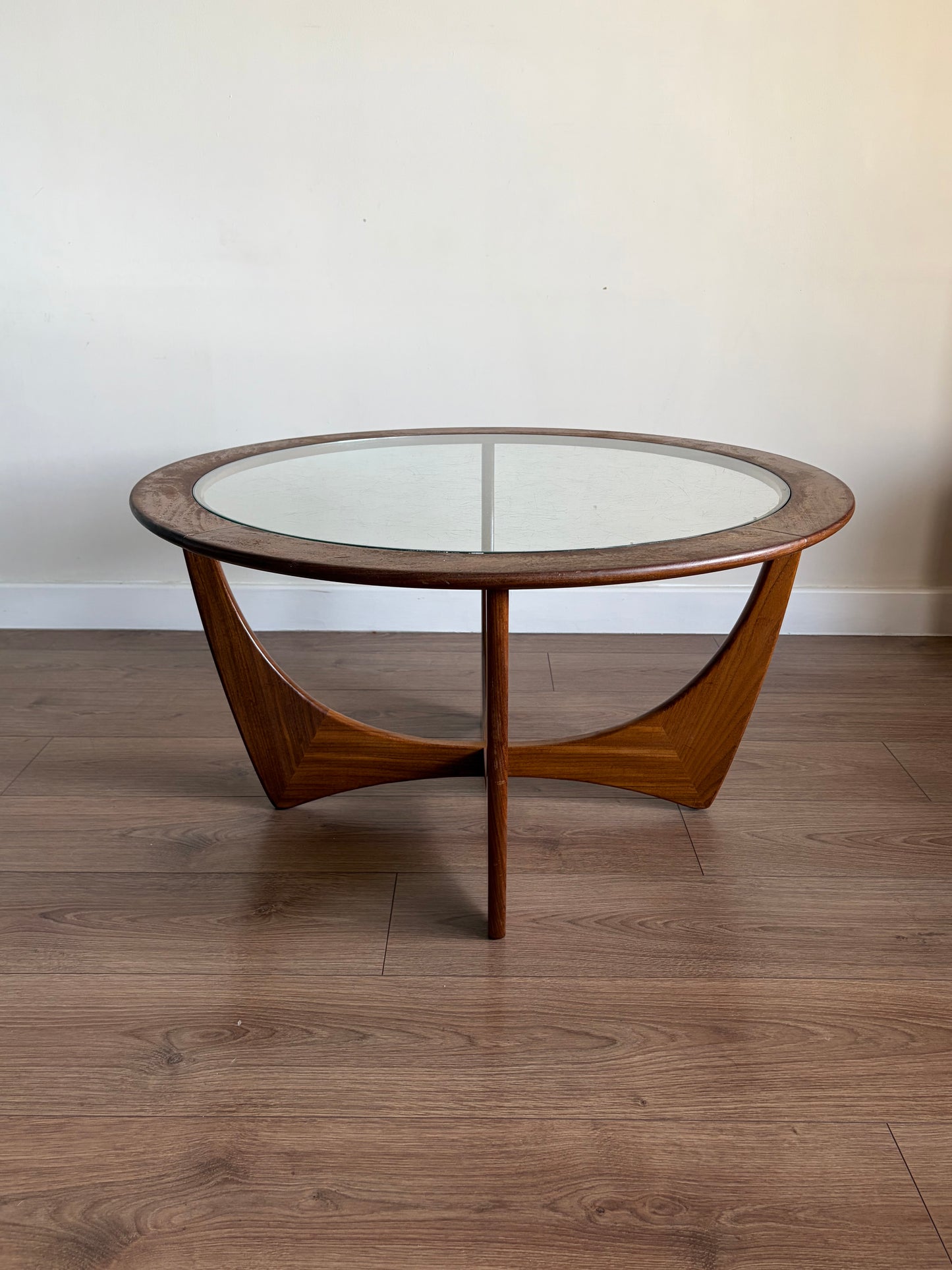 G-Plan Astro Coffee Table Round Glass Mid Century Modern Refurbished - Good Condition