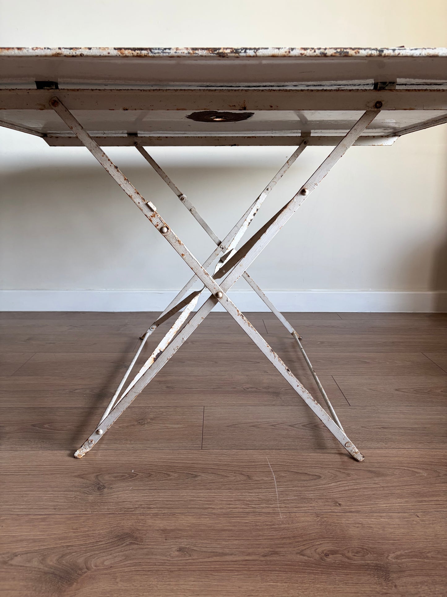 Vintage Folding French Metal Garden Table White - Good Condition