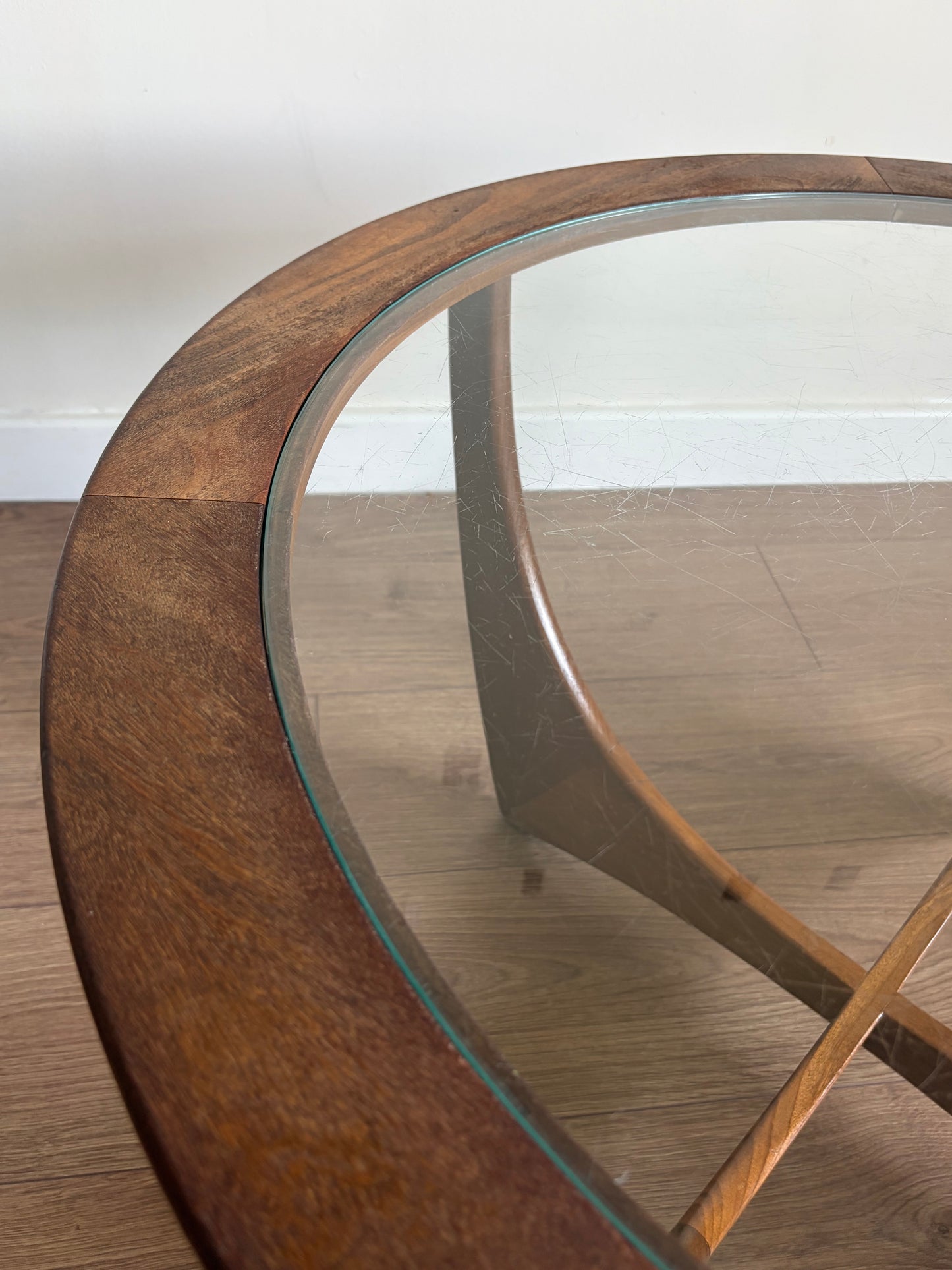 G-Plan Astro Coffee Table Round Glass Mid Century Modern Refurbished - Good Condition